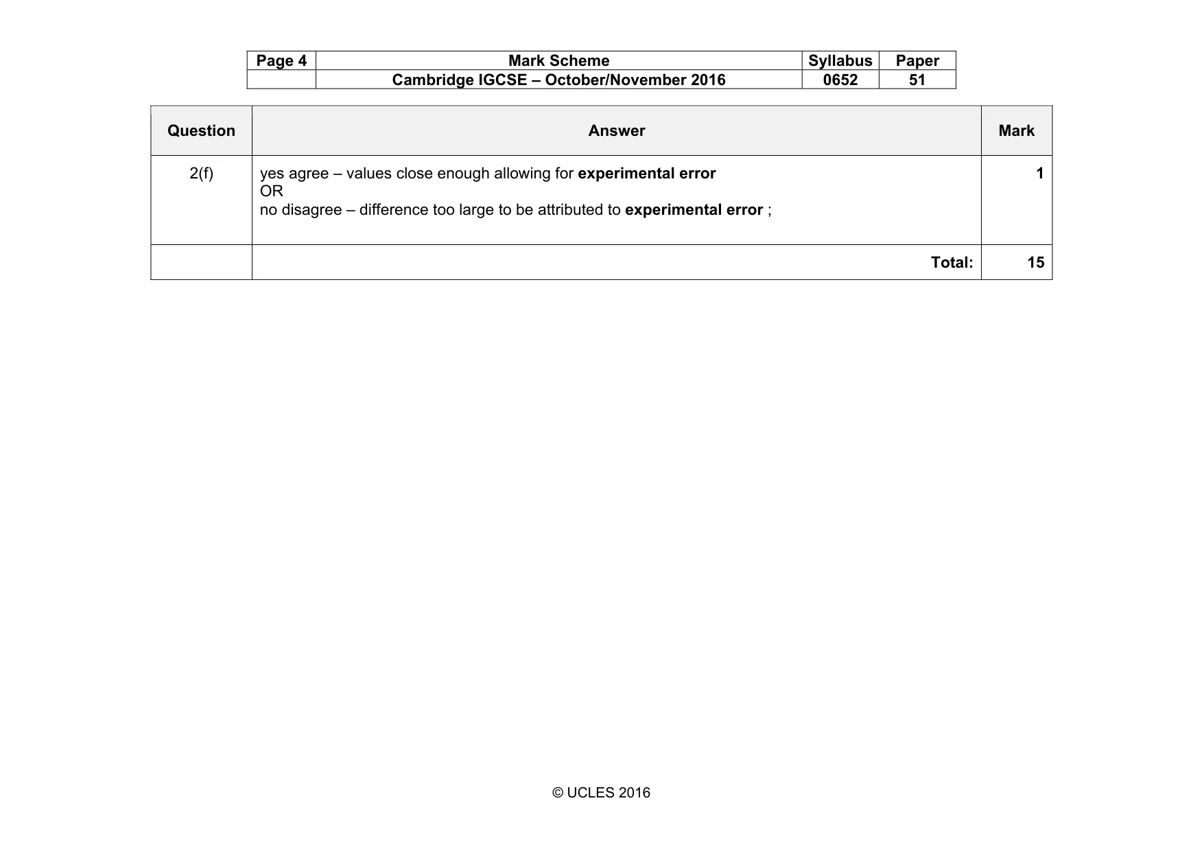 Mark scheme, page 4 of 4