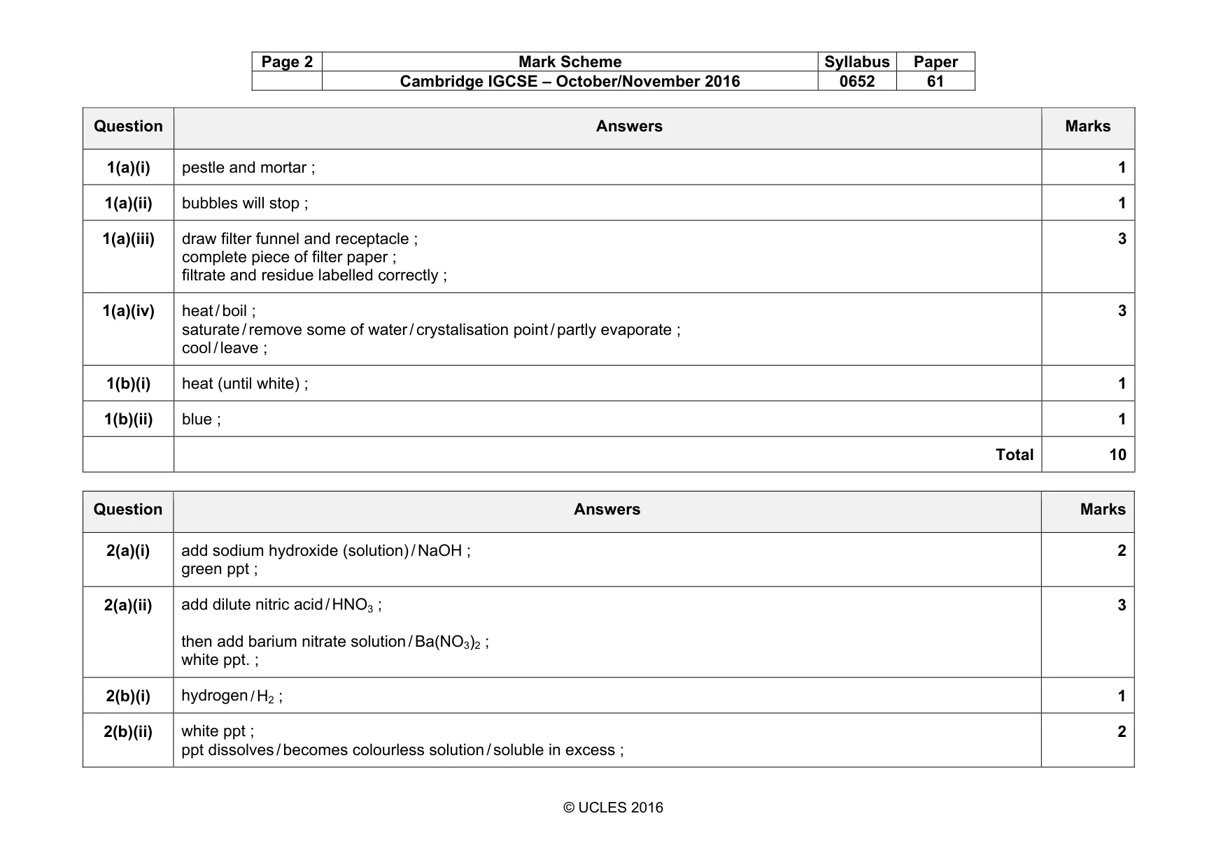 Mark scheme, page 2 of 6