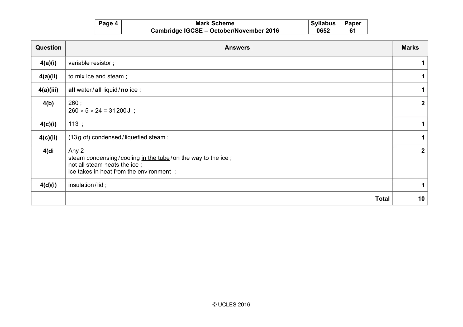 Mark scheme, page 4 of 6