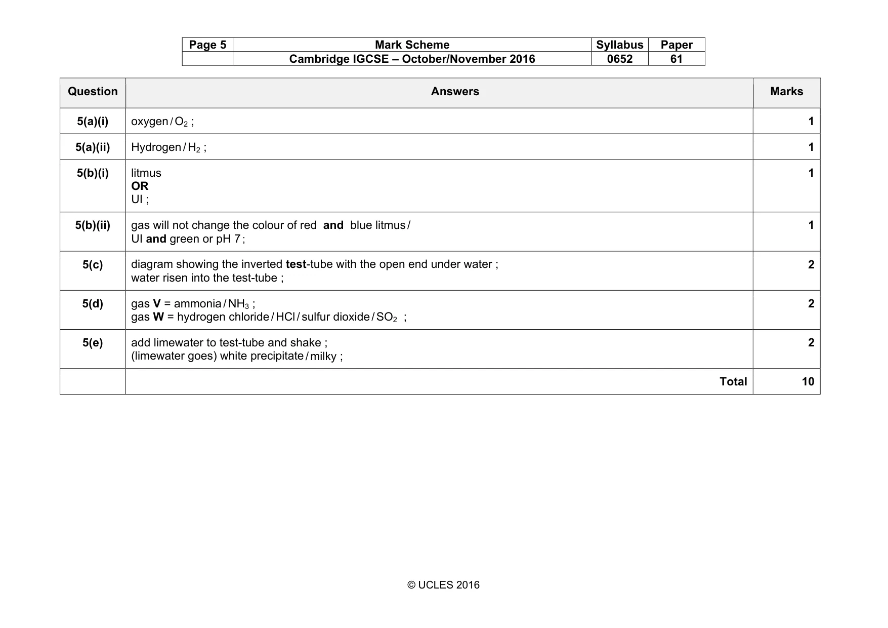 Mark scheme, page 5 of 6