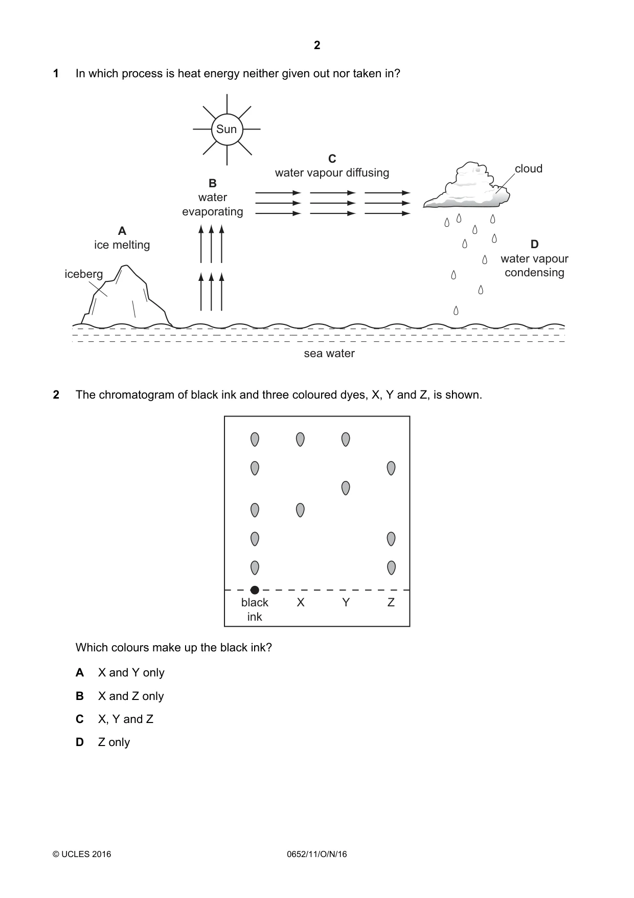 Cambridge IGCSE Physical Science 0652 2016 Oct/Nov Paper 1 · Variant 1 question paper, page 2 of 16