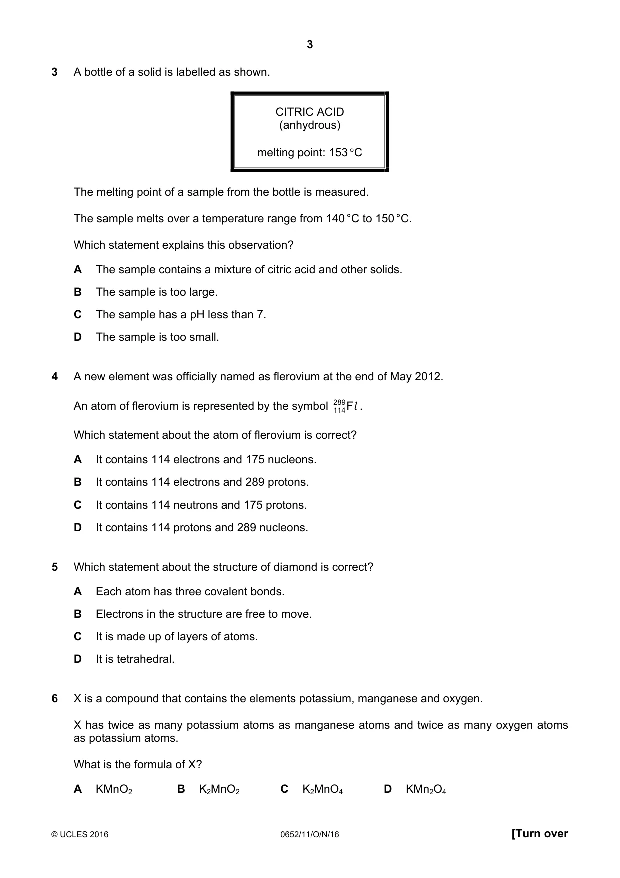 Cambridge IGCSE Physical Science 0652 2016 Oct/Nov Paper 1 · Variant 1 question paper, page 3 of 16