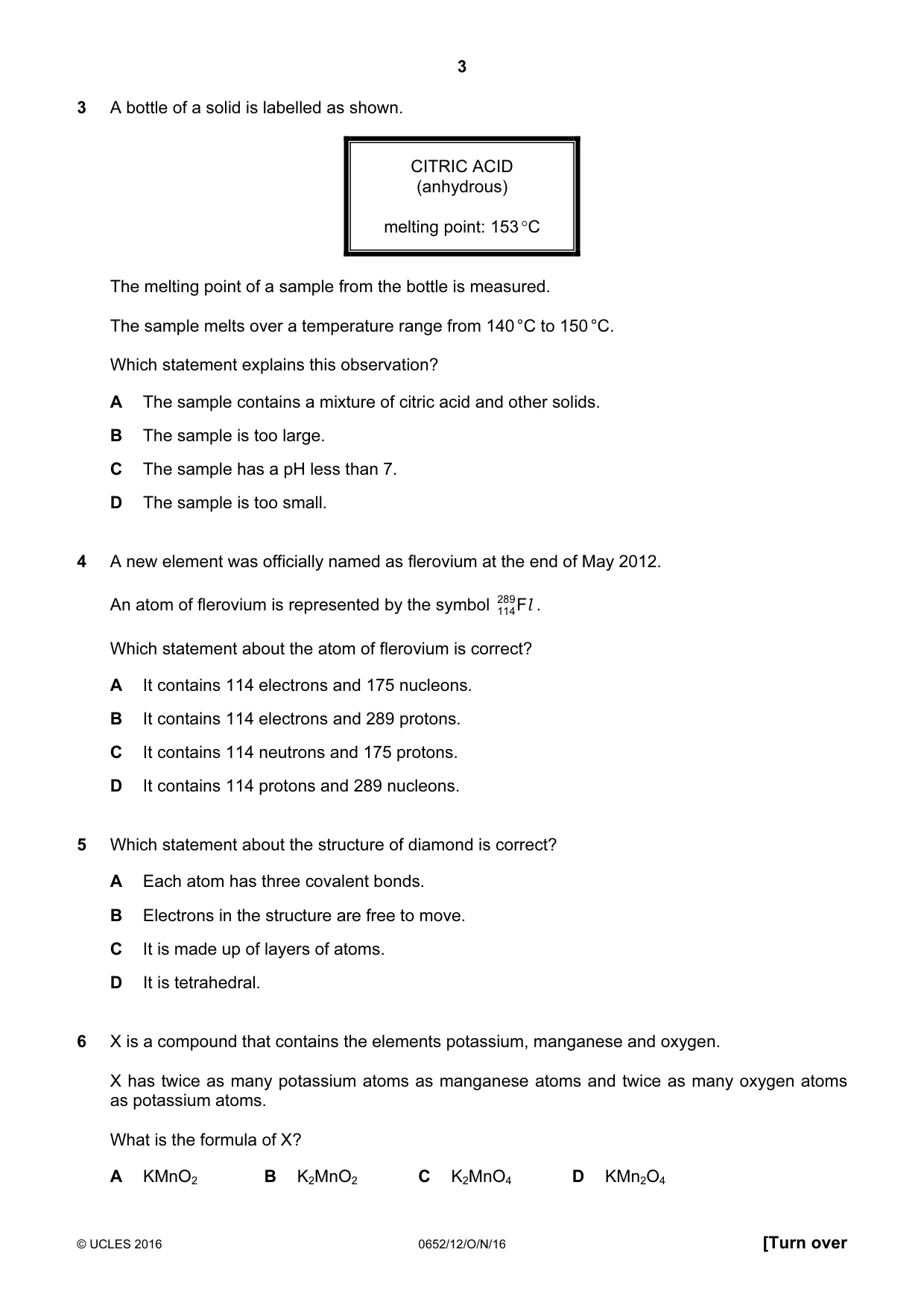 Cambridge IGCSE Physical Science 0652 2016 Oct/Nov Paper 1 · Variant 2 question paper, page 3 of 16
