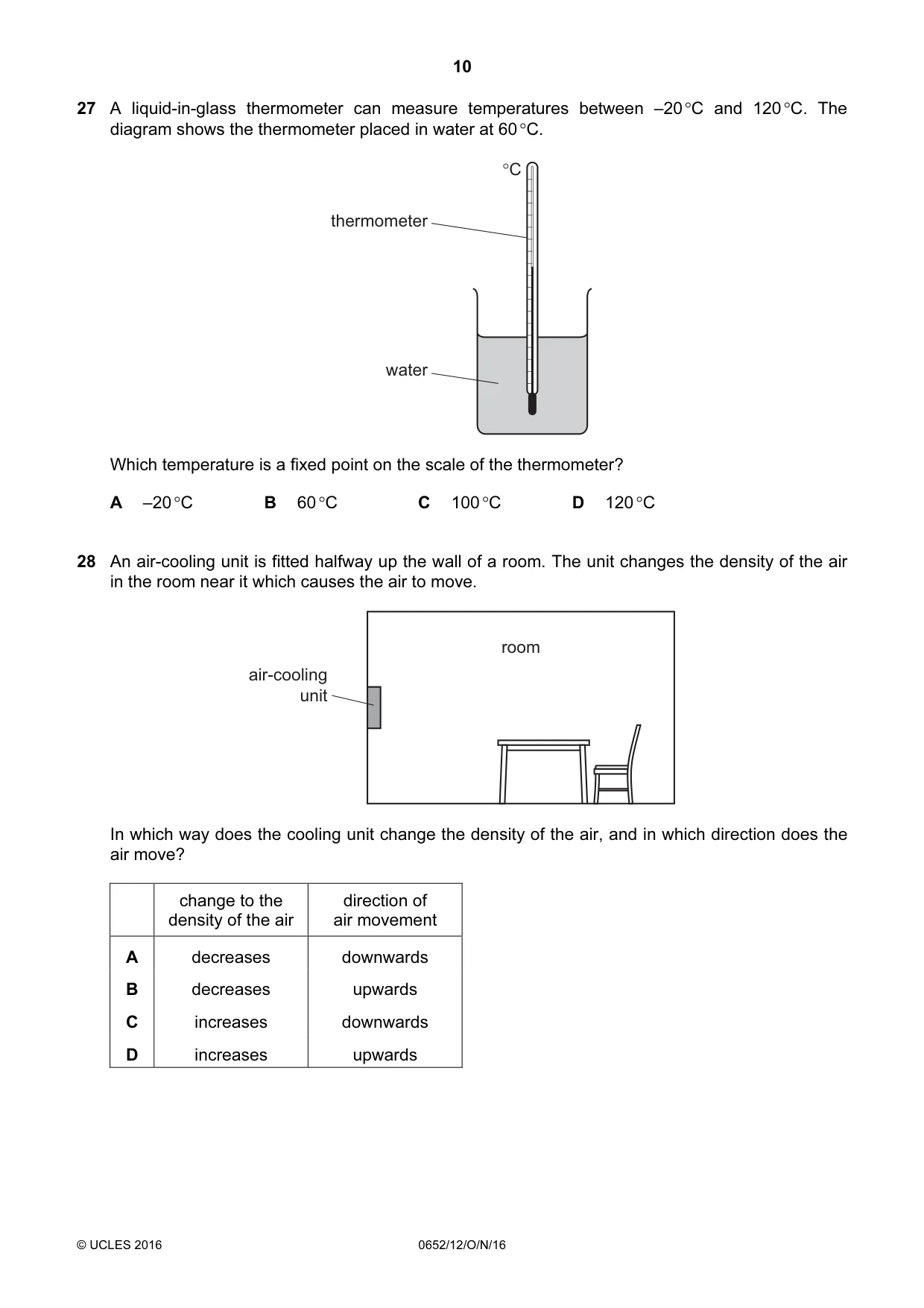 Cambridge IGCSE Physical Science 0652 2016 Oct/Nov Paper 1 · Variant 2 question paper, page 10 of 16