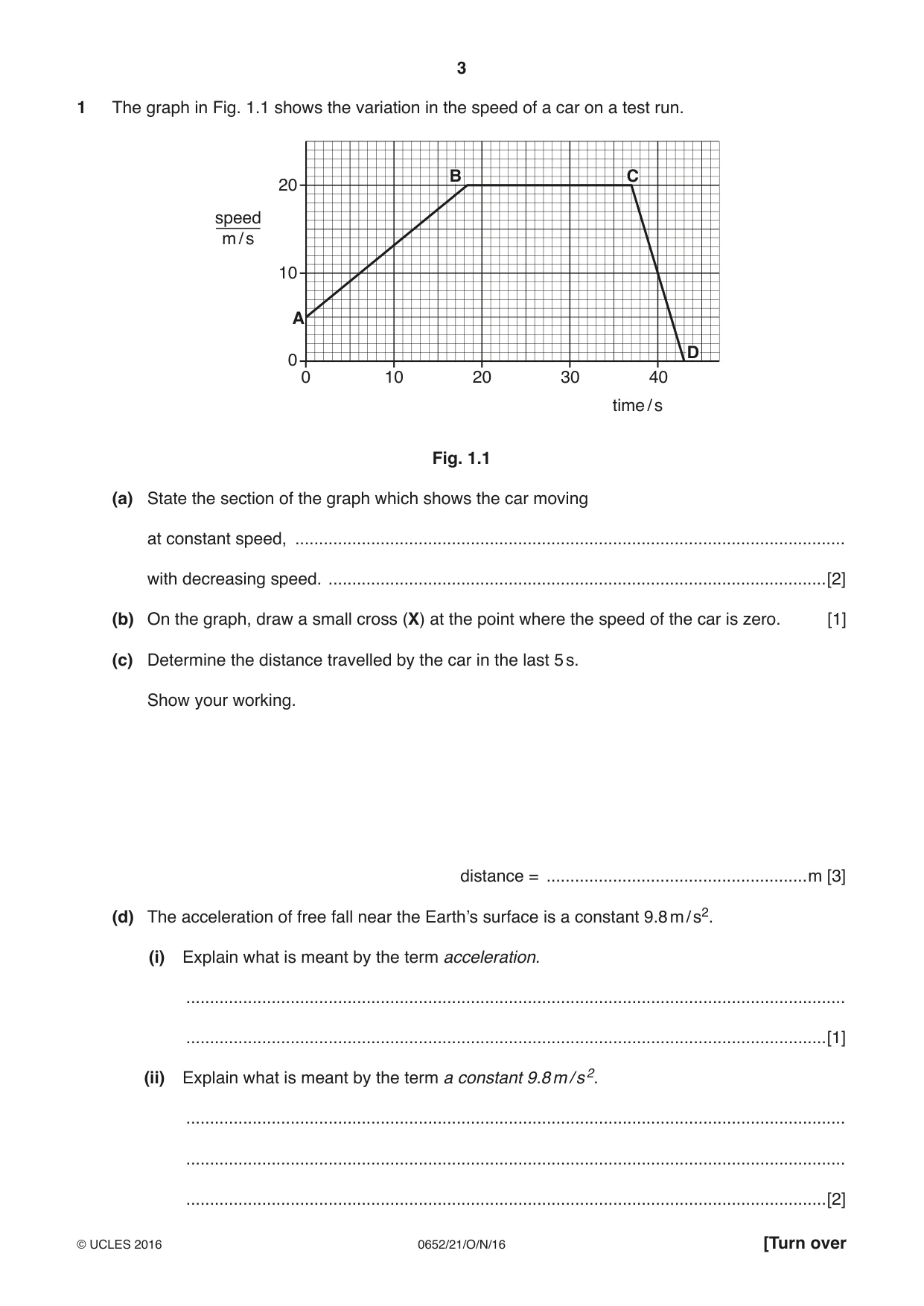 Cambridge IGCSE Physical Science 0652 2016 Oct/Nov Paper 2 · Variant 1 question paper, page 3 of 20