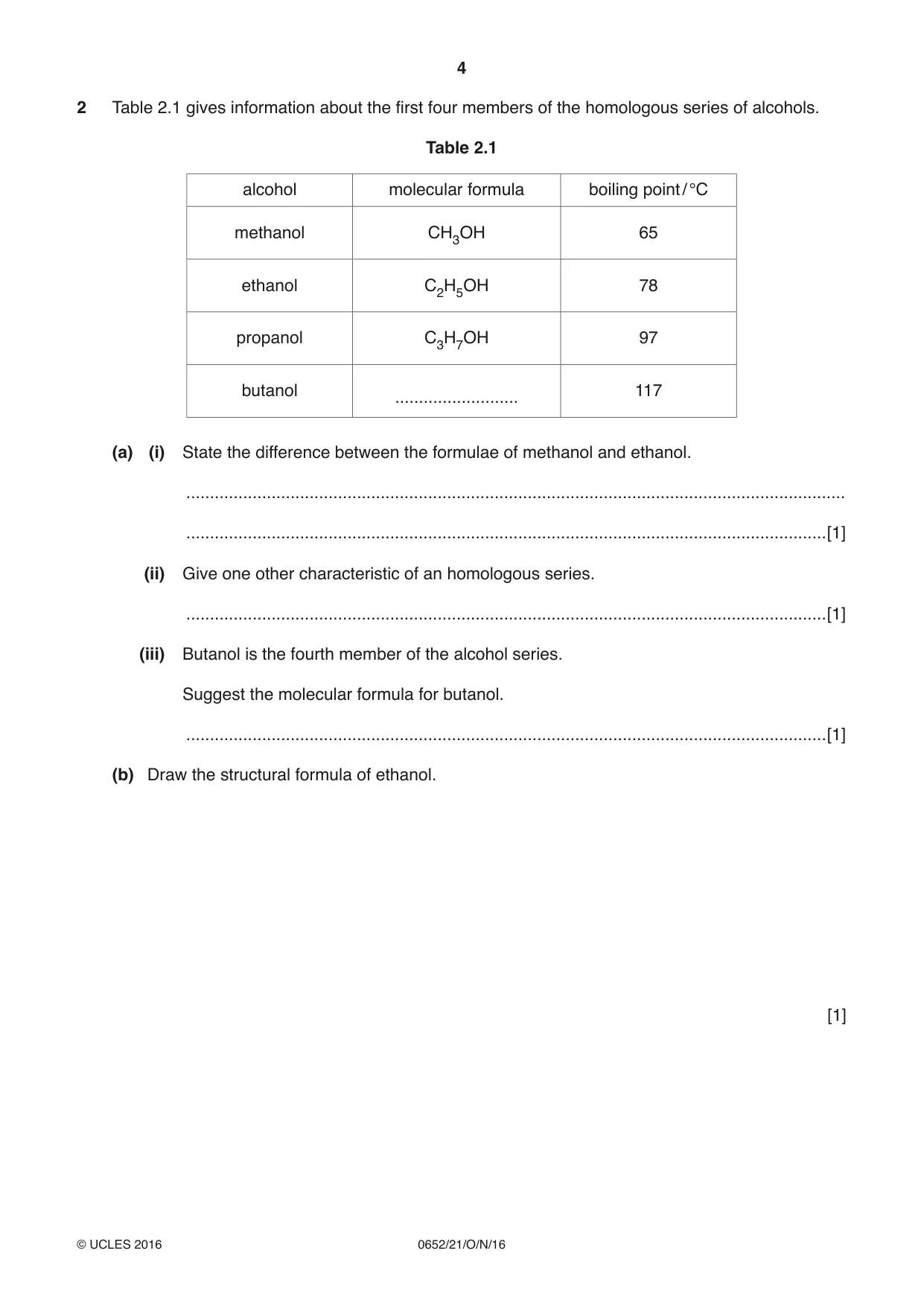 Cambridge IGCSE Physical Science 0652 2016 Oct/Nov Paper 2 · Variant 1 question paper, page 4 of 20