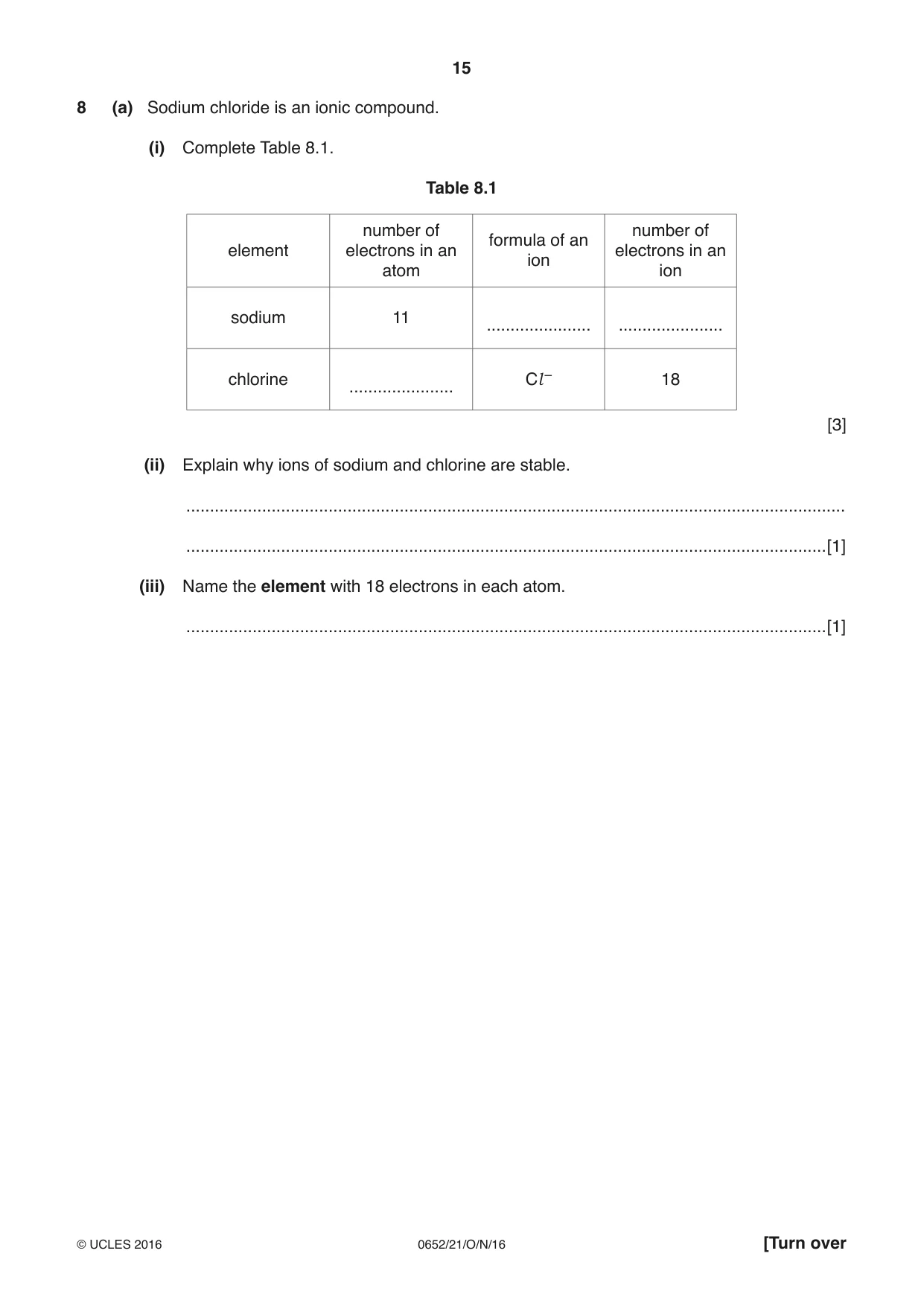 Cambridge IGCSE Physical Science 0652 2016 Oct/Nov Paper 2 · Variant 1 question paper, page 15 of 20