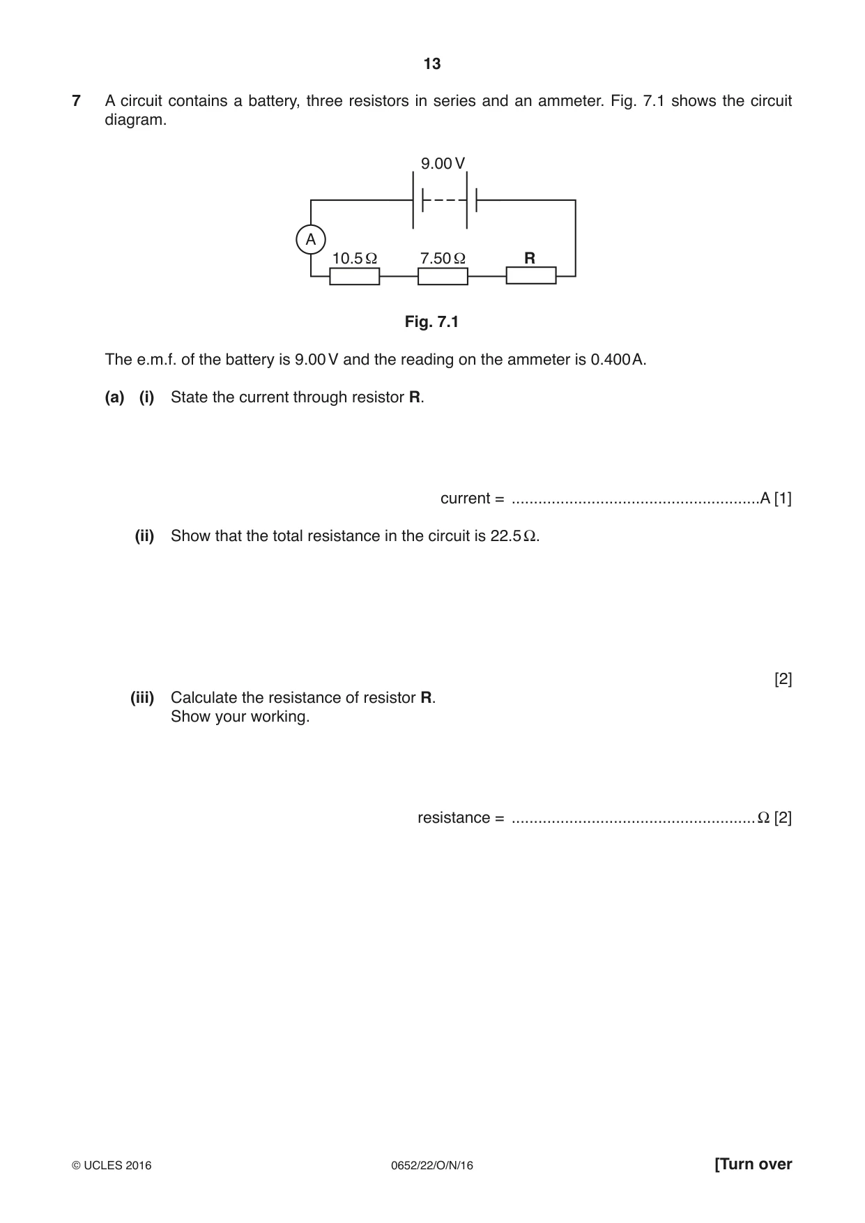 Cambridge IGCSE Physical Science 0652 2016 Oct/Nov Paper 2 · Variant 2 question paper, page 13 of 20