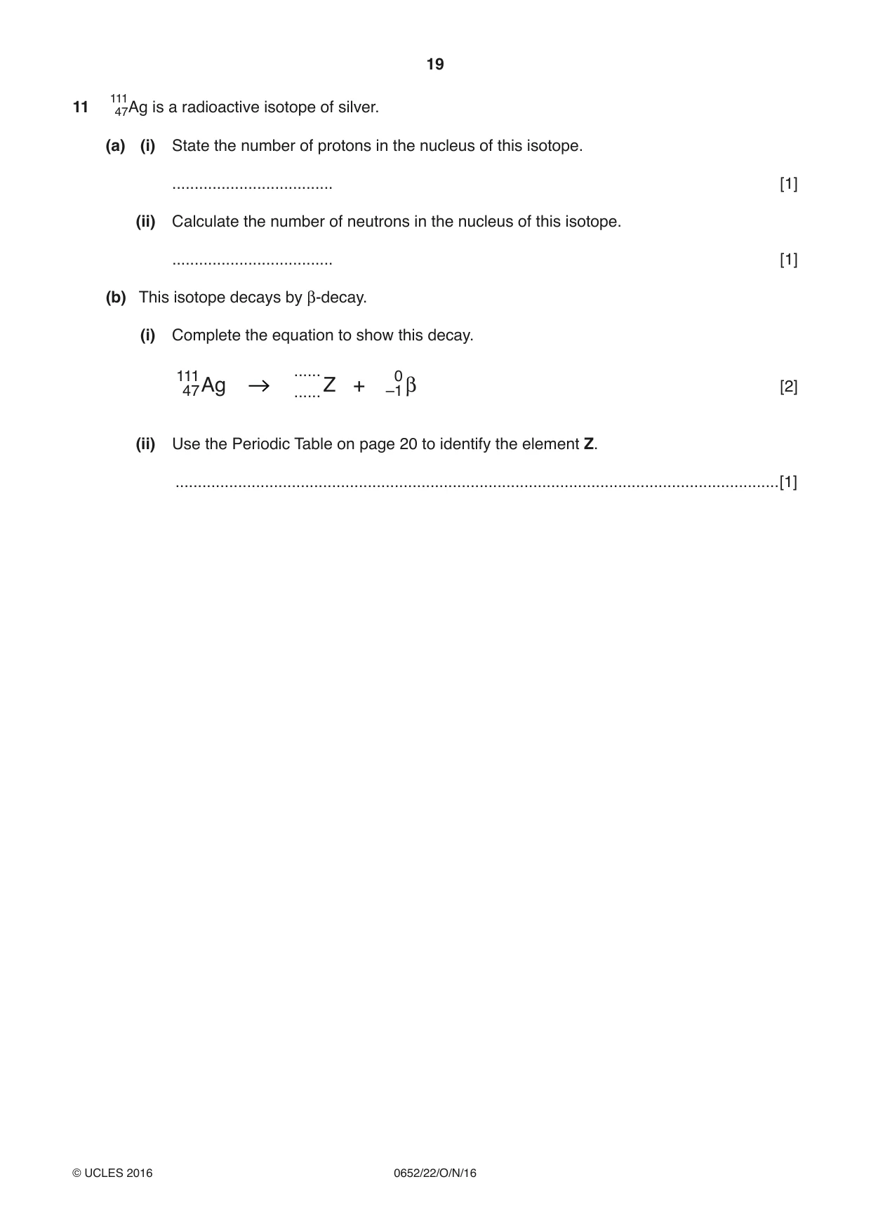Cambridge IGCSE Physical Science 0652 2016 Oct/Nov Paper 2 · Variant 2 question paper, page 19 of 20