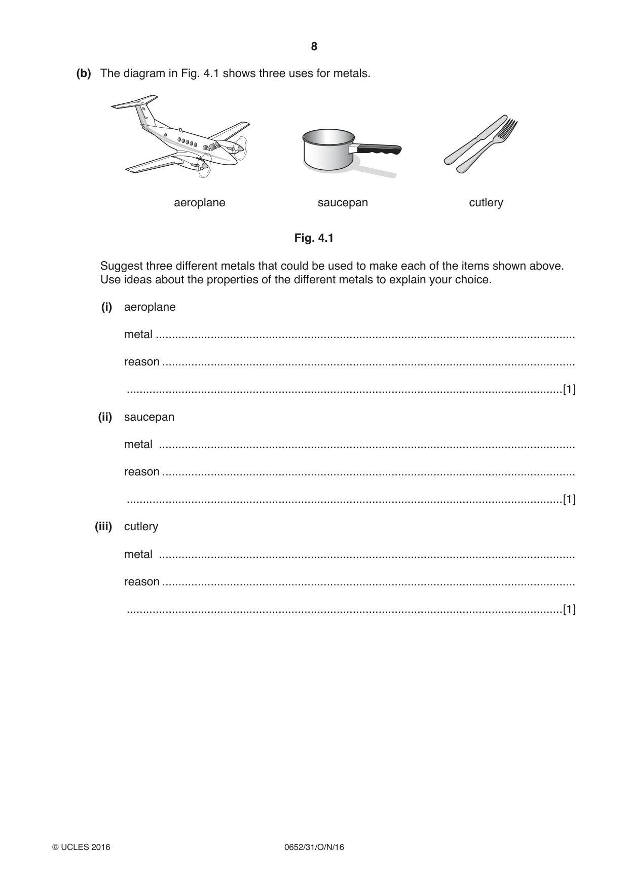 Cambridge IGCSE Physical Science 0652 2016 Oct/Nov Paper 3 · Variant 1 question paper, page 8 of 24