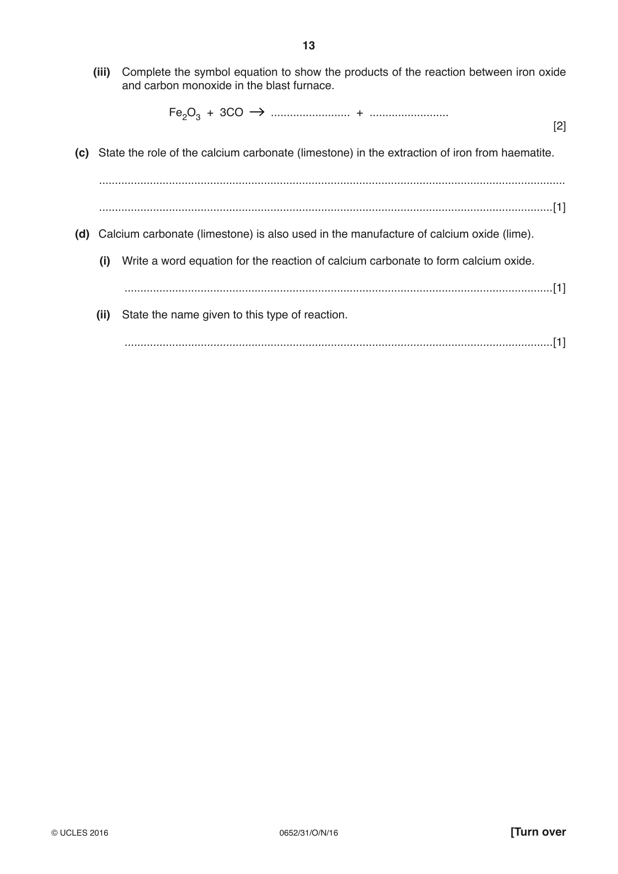 Cambridge IGCSE Physical Science 0652 2016 Oct/Nov Paper 3 · Variant 1 question paper, page 13 of 24