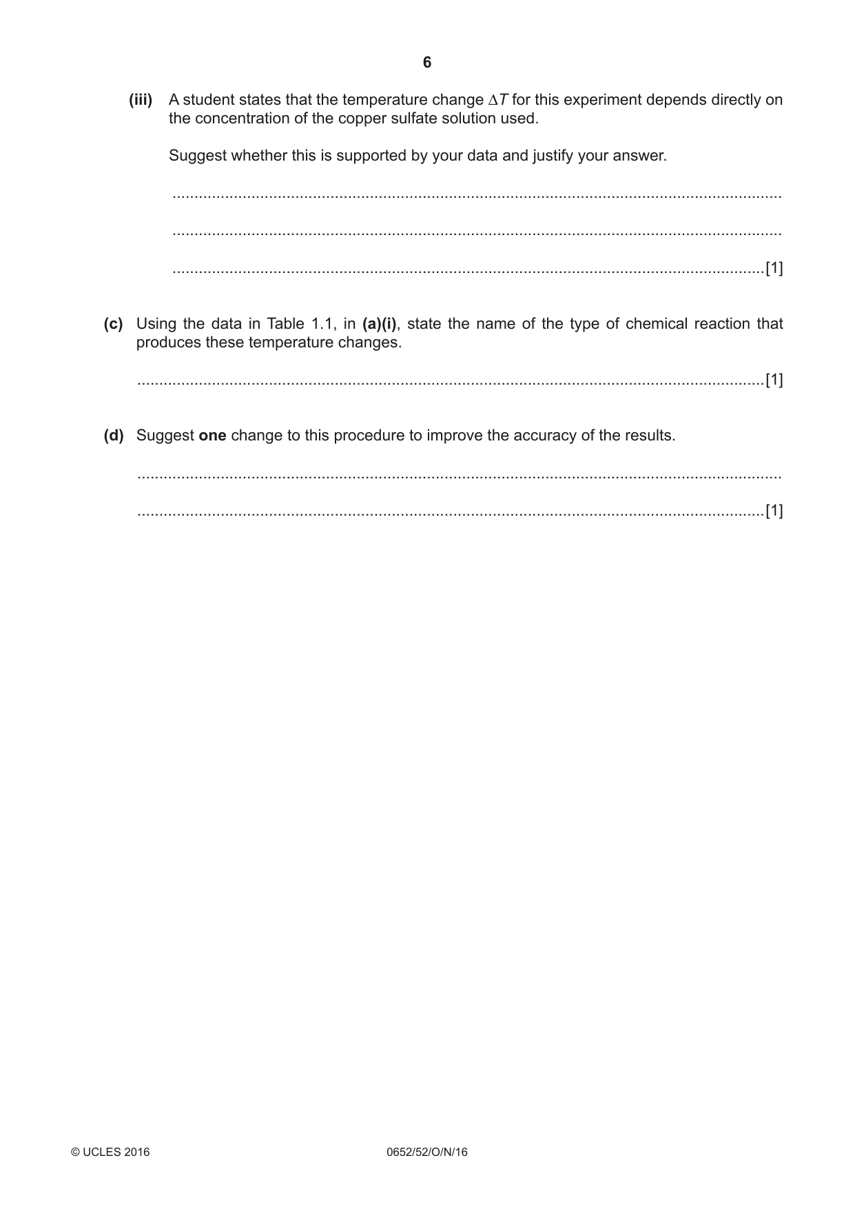 Cambridge IGCSE Physical Science 0652 2016 Oct/Nov Paper 5 · Variant 2 question paper, page 6 of 12