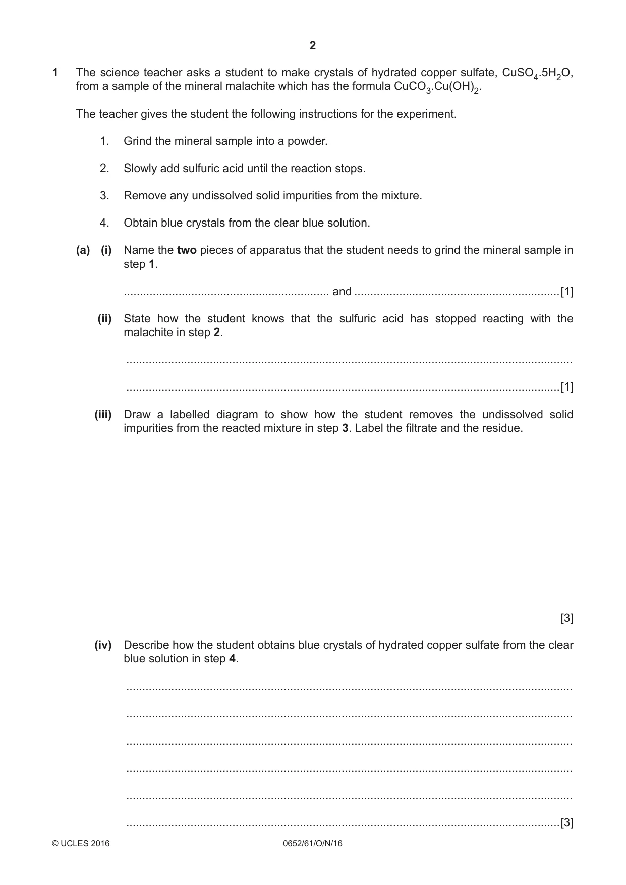 Cambridge IGCSE Physical Science 0652 2016 Oct/Nov Paper 6 · Variant 1 question paper, page 2 of 20