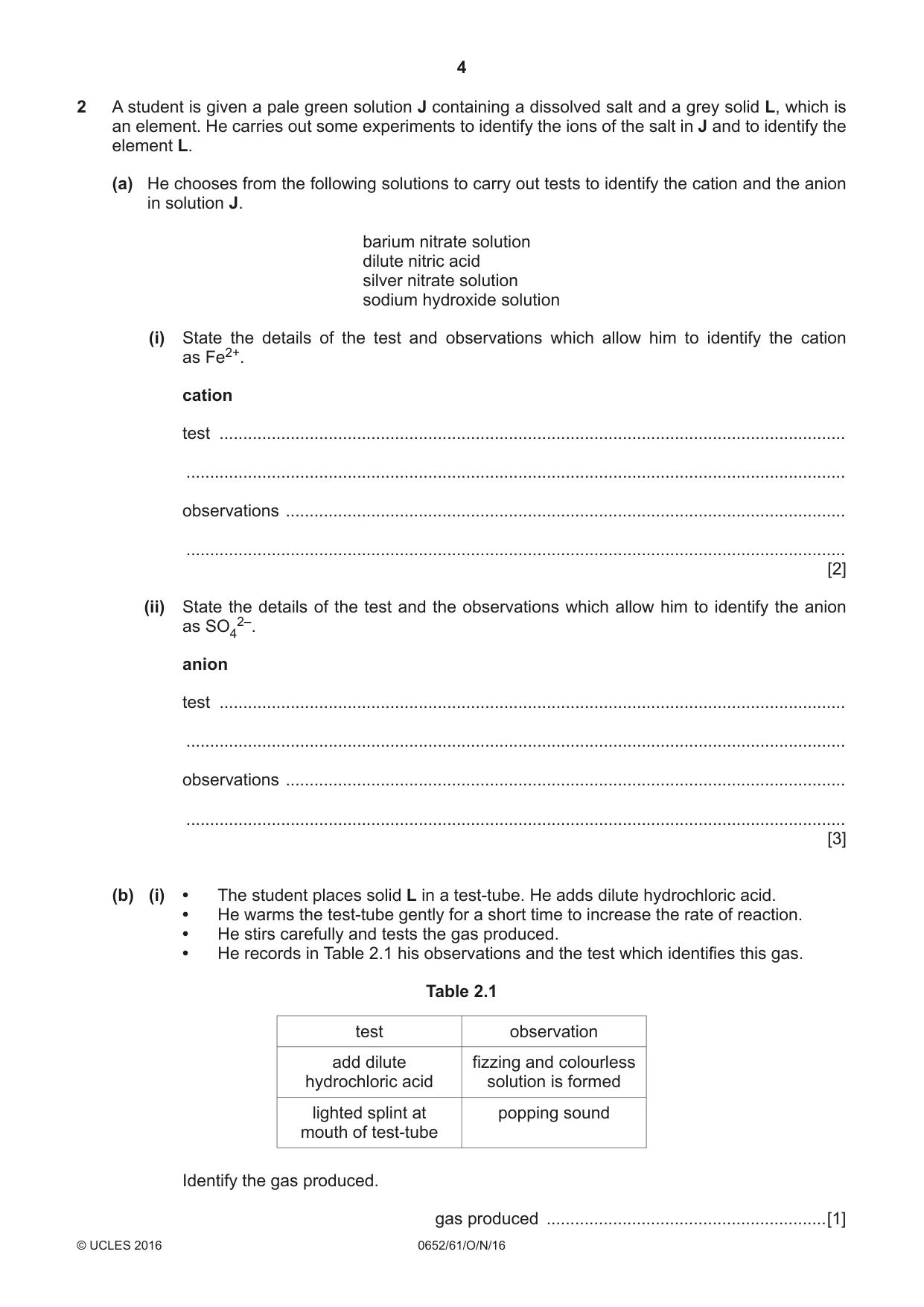 Cambridge IGCSE Physical Science 0652 2016 Oct/Nov Paper 6 · Variant 1 question paper, page 4 of 20