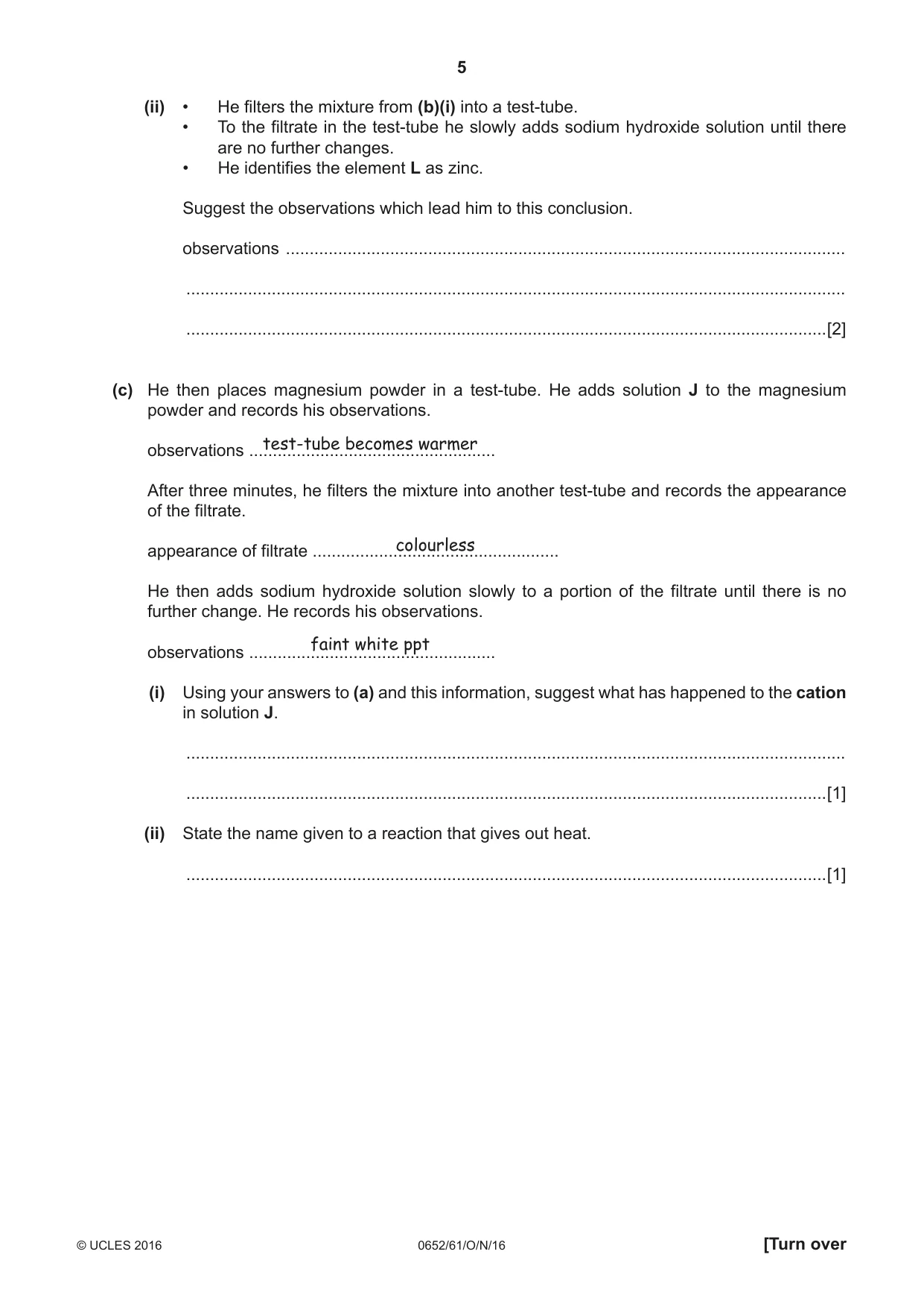 Cambridge IGCSE Physical Science 0652 2016 Oct/Nov Paper 6 · Variant 1 question paper, page 5 of 20