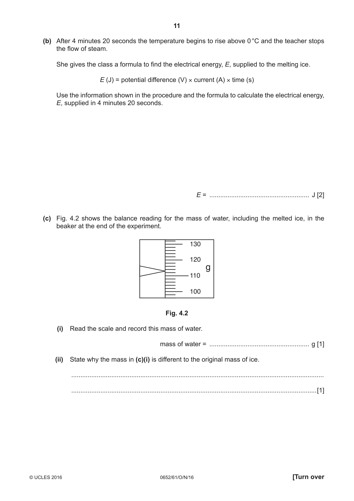 Cambridge IGCSE Physical Science 0652 2016 Oct/Nov Paper 6 · Variant 1 question paper, page 11 of 20