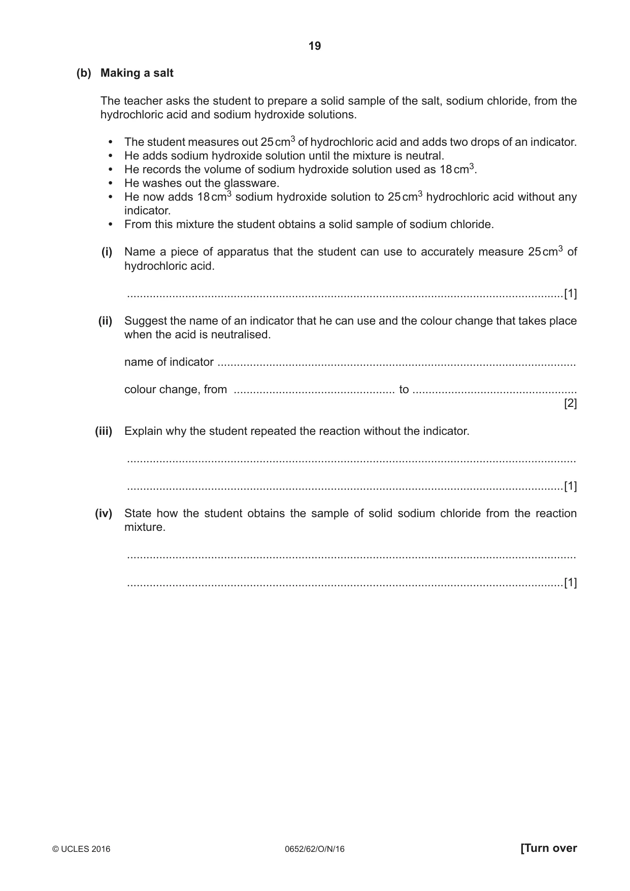 Cambridge IGCSE Physical Science 0652 2016 Oct/Nov Paper 6 · Variant 2 question paper, page 19 of 24