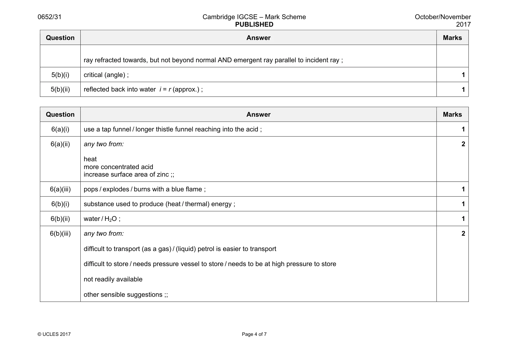 Mark scheme, page 4 of 7