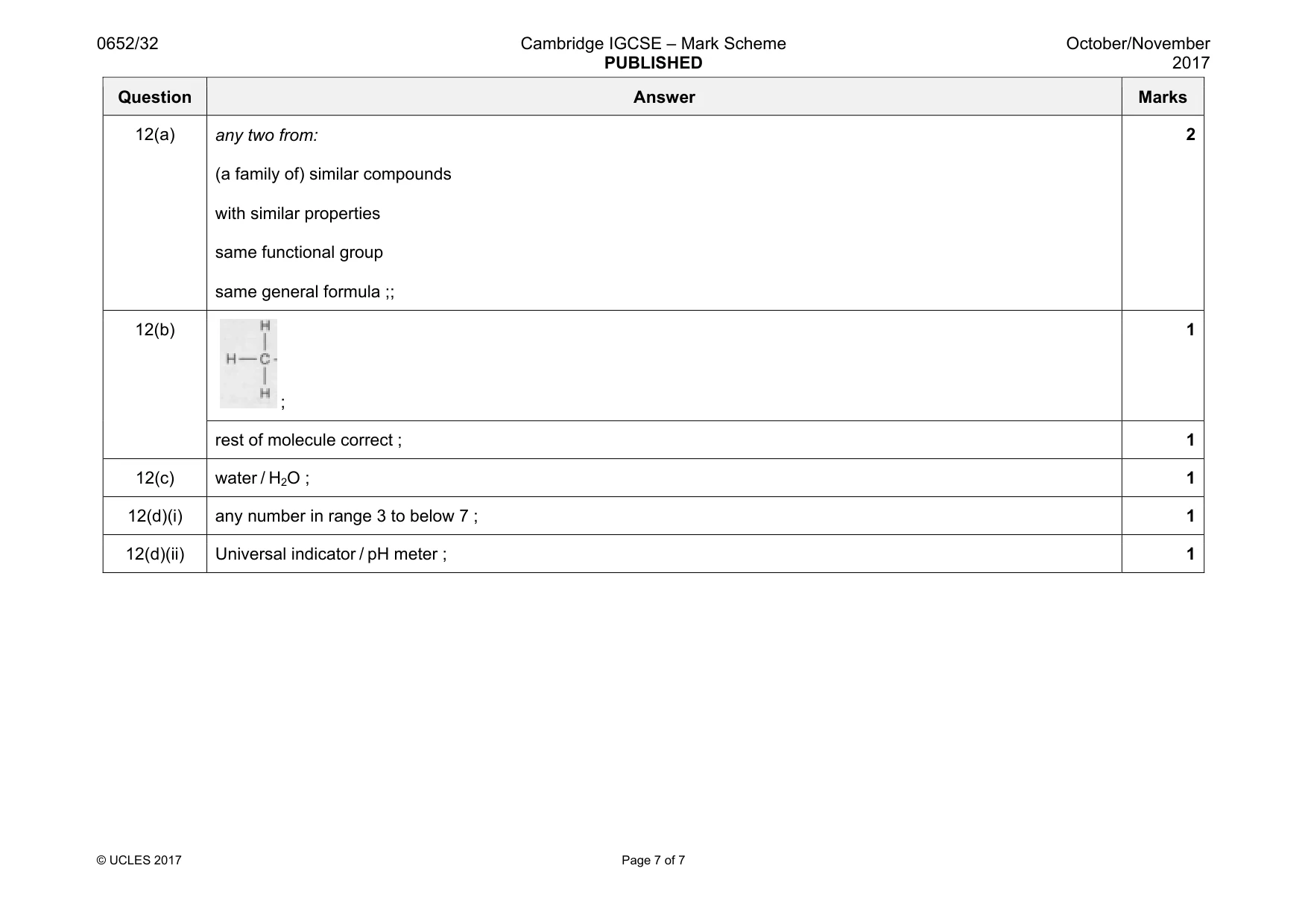 Mark scheme, page 7 of 7