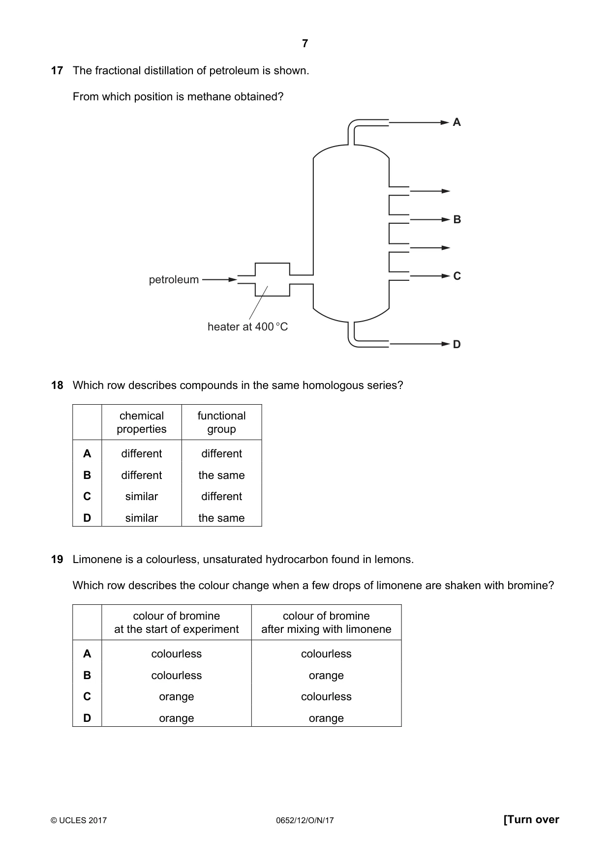 Cambridge IGCSE Physical Science 0652 2017 Oct/Nov Paper 1 · Variant 2 question paper, page 7 of 20