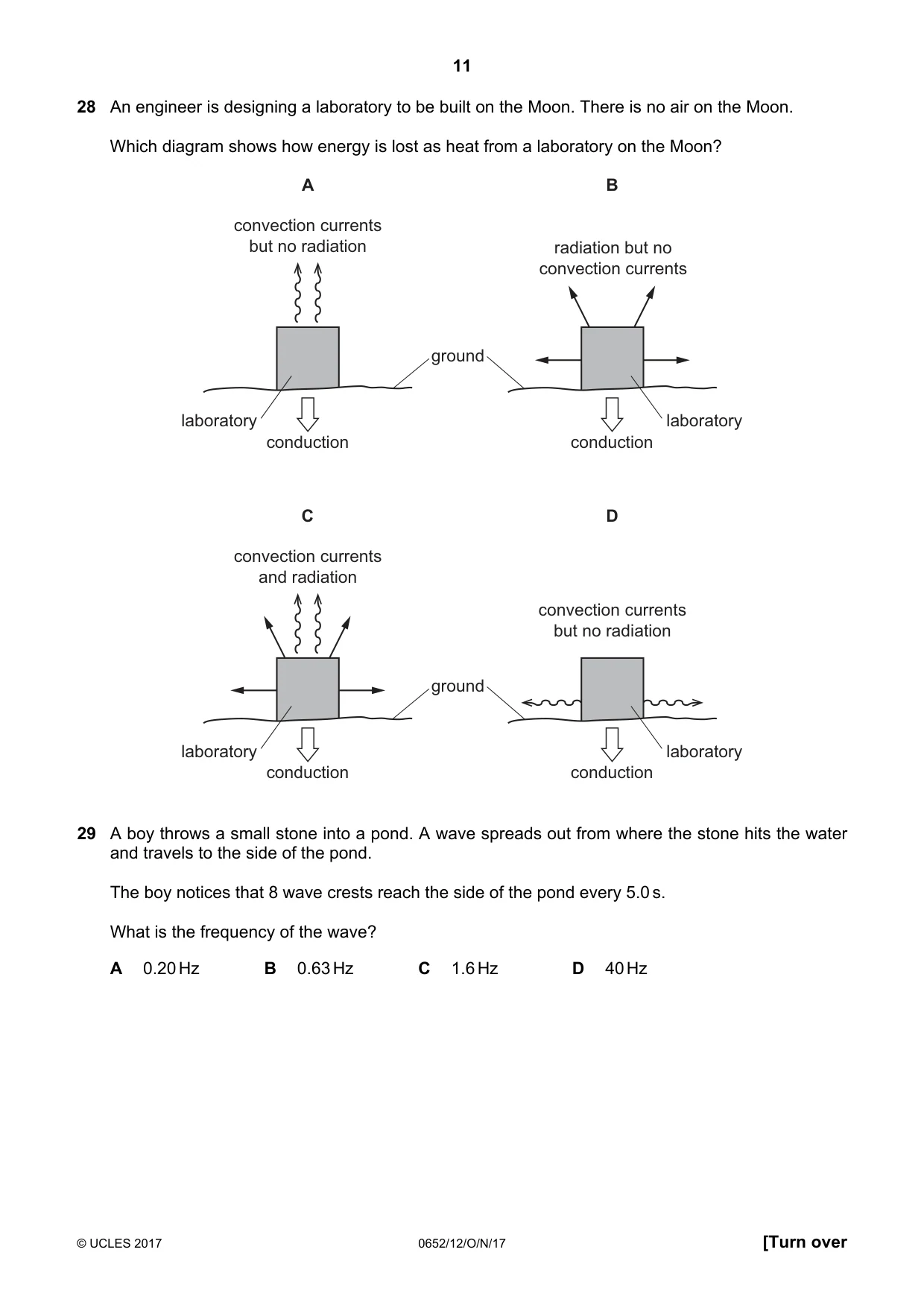 Cambridge IGCSE Physical Science 0652 2017 Oct/Nov Paper 1 · Variant 2 question paper, page 11 of 20