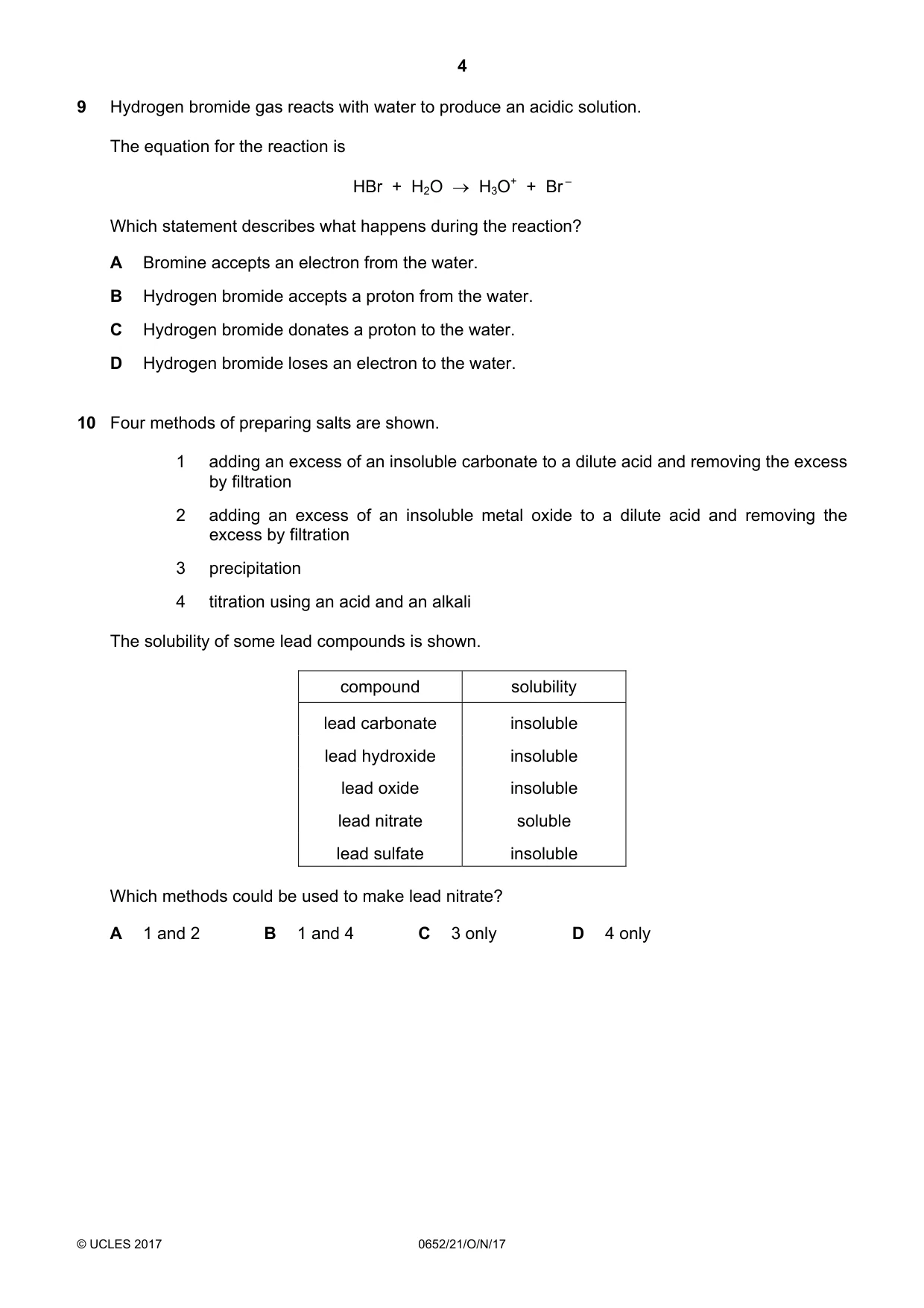 Cambridge IGCSE Physical Science 0652 2017 Oct/Nov Paper 2 · Variant 1 question paper, page 4 of 16