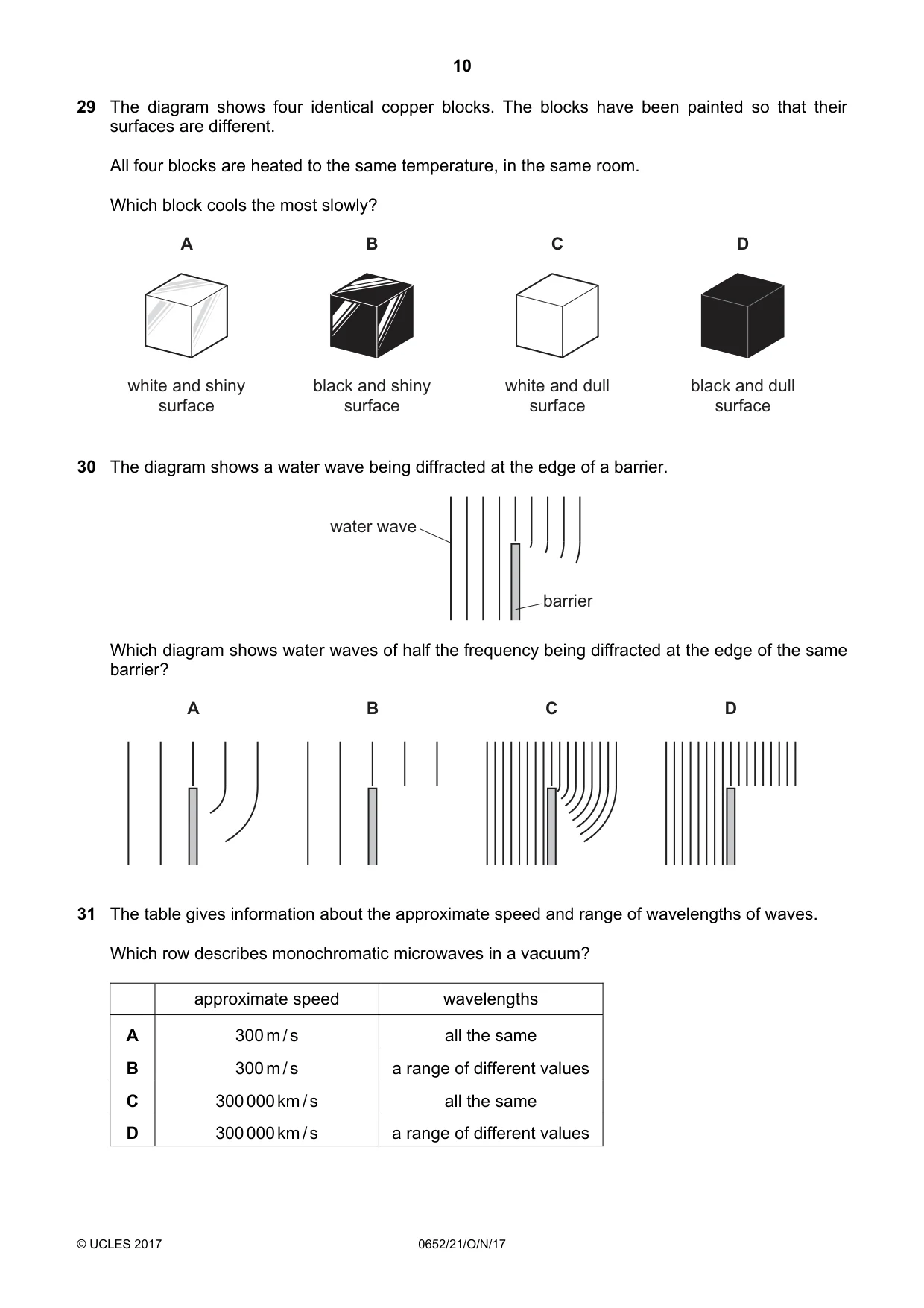 Cambridge IGCSE Physical Science 0652 2017 Oct/Nov Paper 2 · Variant 1 question paper, page 10 of 16