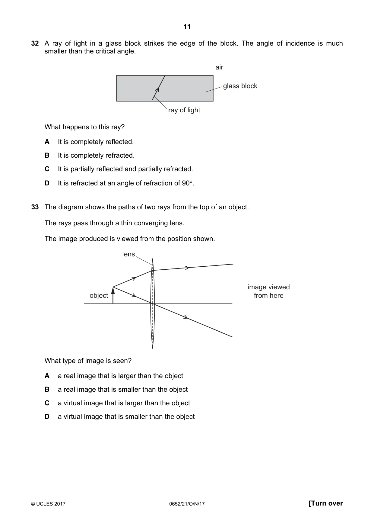 Cambridge IGCSE Physical Science 0652 2017 Oct/Nov Paper 2 · Variant 1 question paper, page 11 of 16
