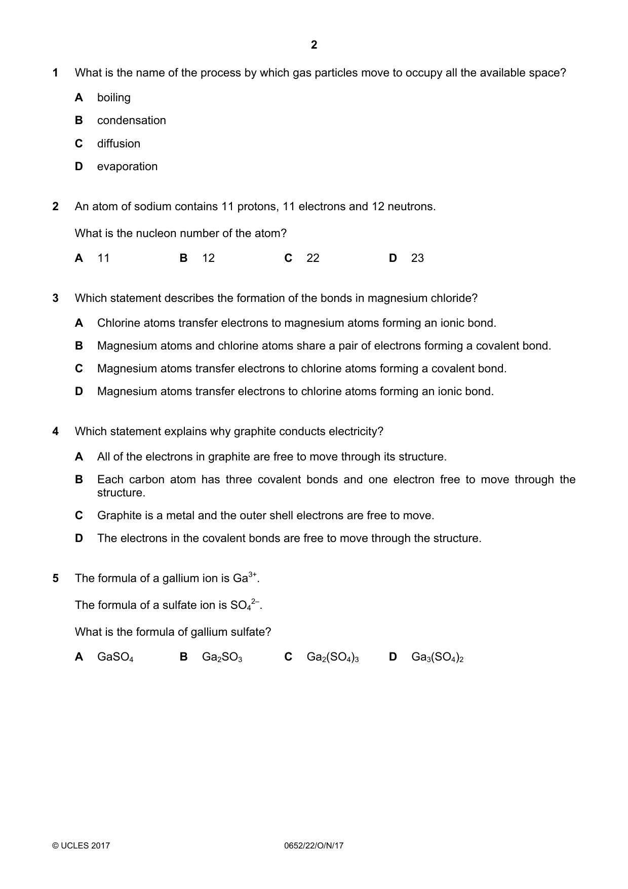 Cambridge IGCSE Physical Science 0652 2017 Oct/Nov Paper 2 · Variant 2 question paper, page 2 of 16