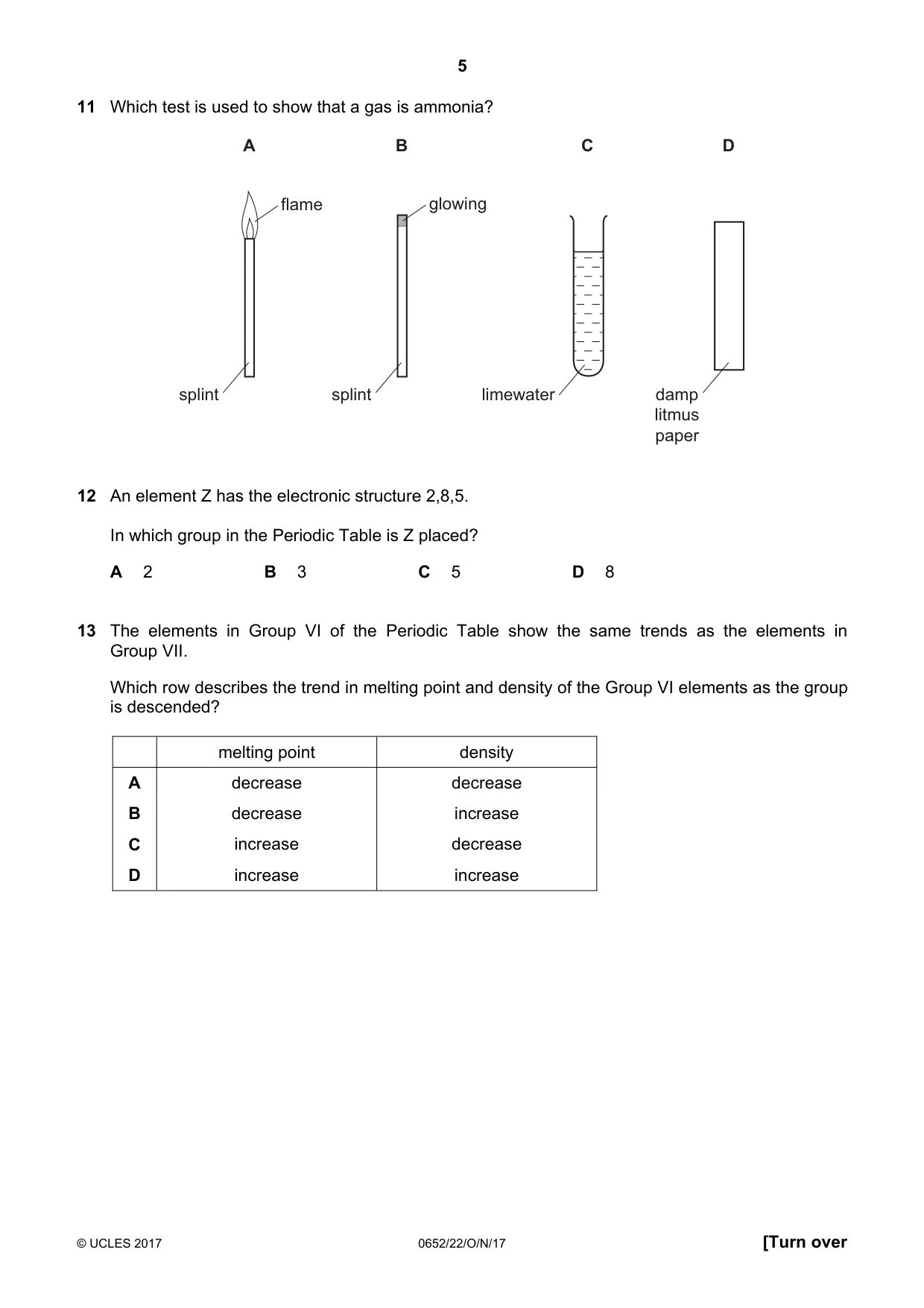 Cambridge IGCSE Physical Science 0652 2017 Oct/Nov Paper 2 · Variant 2 question paper, page 5 of 16