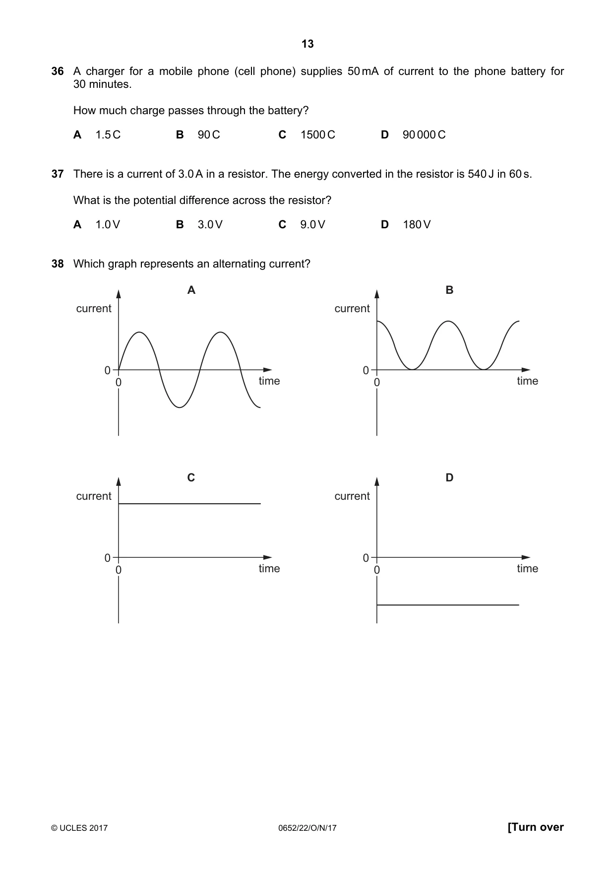 Cambridge IGCSE Physical Science 0652 2017 Oct/Nov Paper 2 · Variant 2 question paper, page 13 of 16