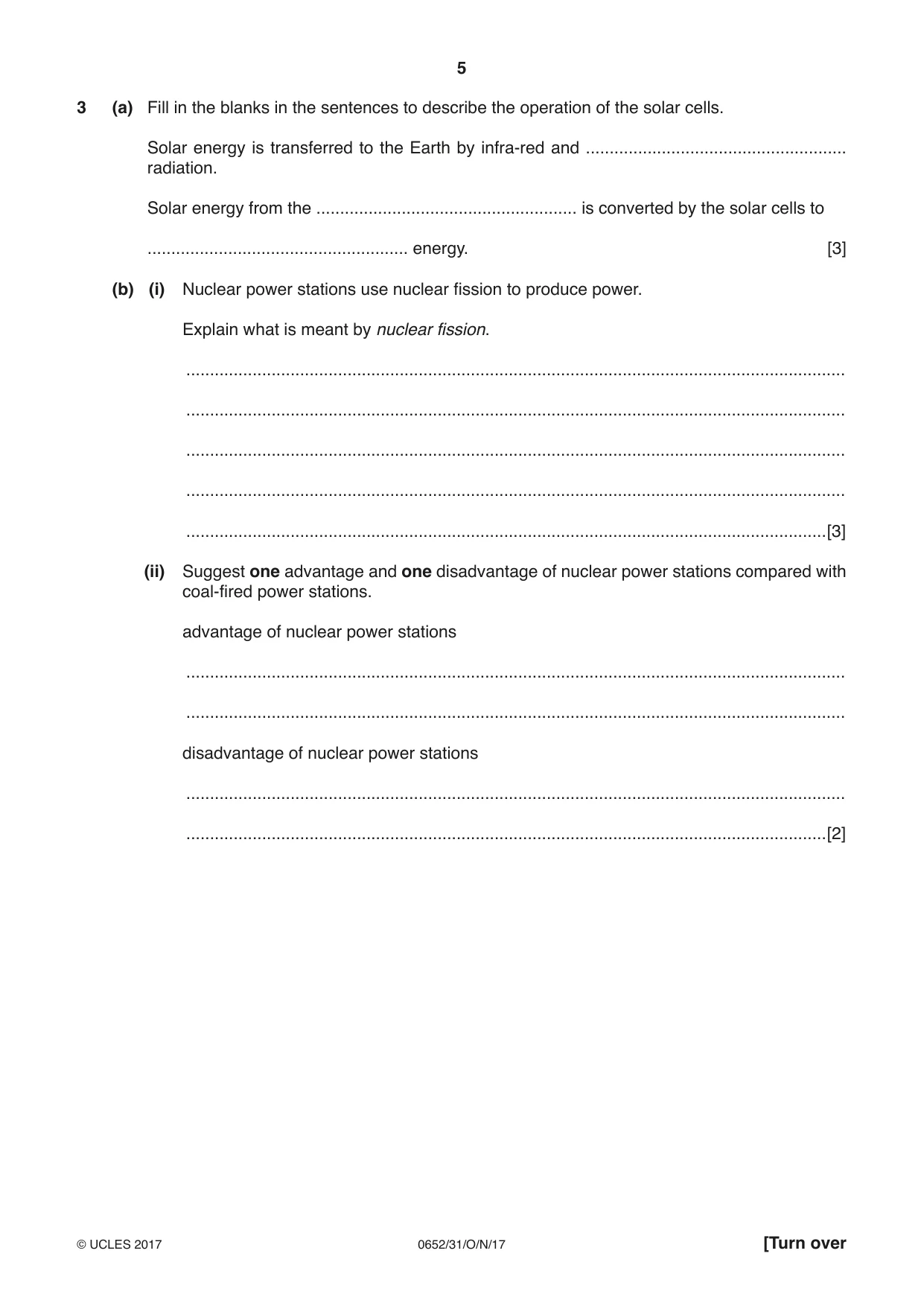 Cambridge IGCSE Physical Science 0652 2017 Oct/Nov Paper 3 · Variant 1 question paper, page 5 of 20
