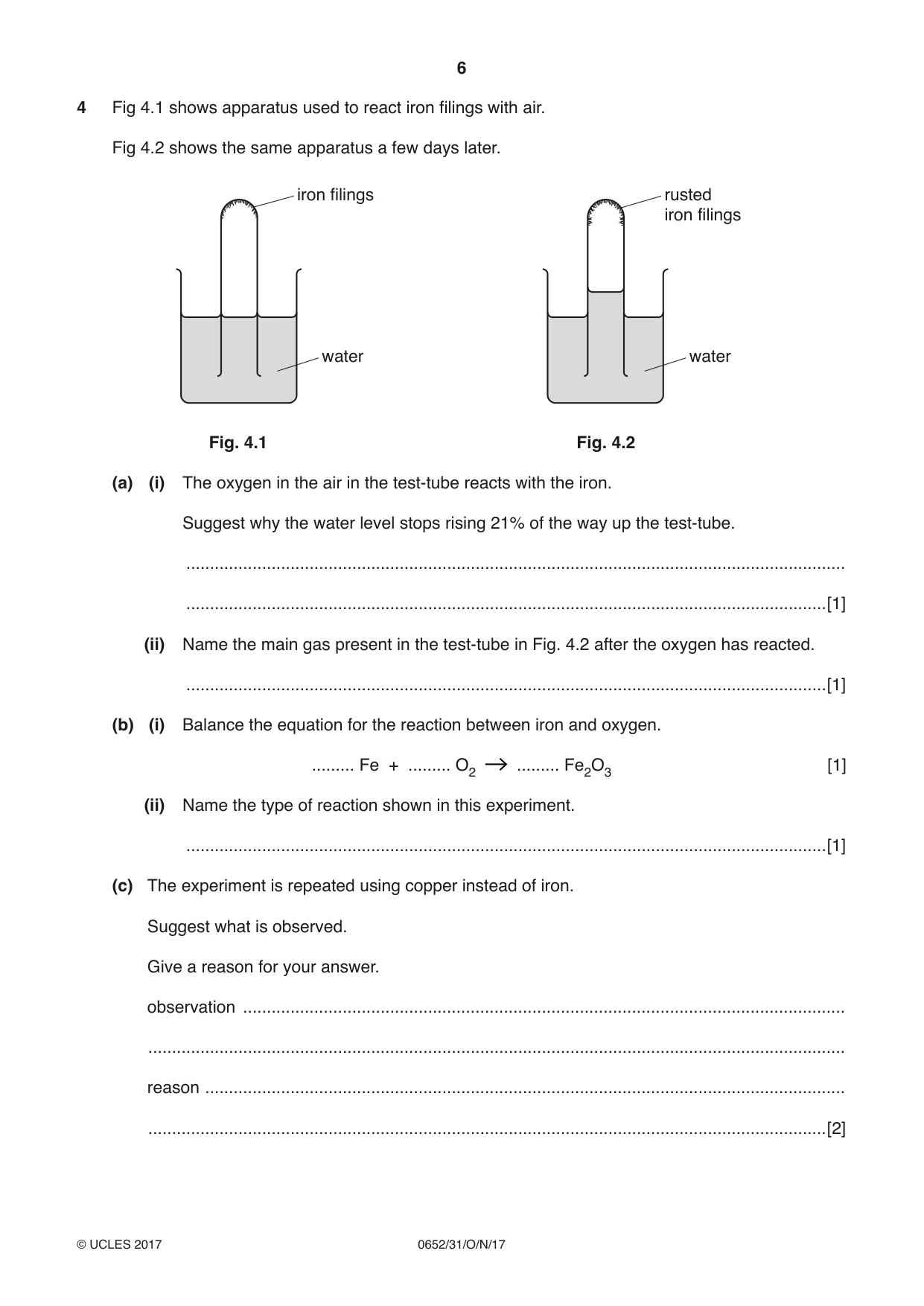 Cambridge IGCSE Physical Science 0652 2017 Oct/Nov Paper 3 · Variant 1 question paper, page 6 of 20