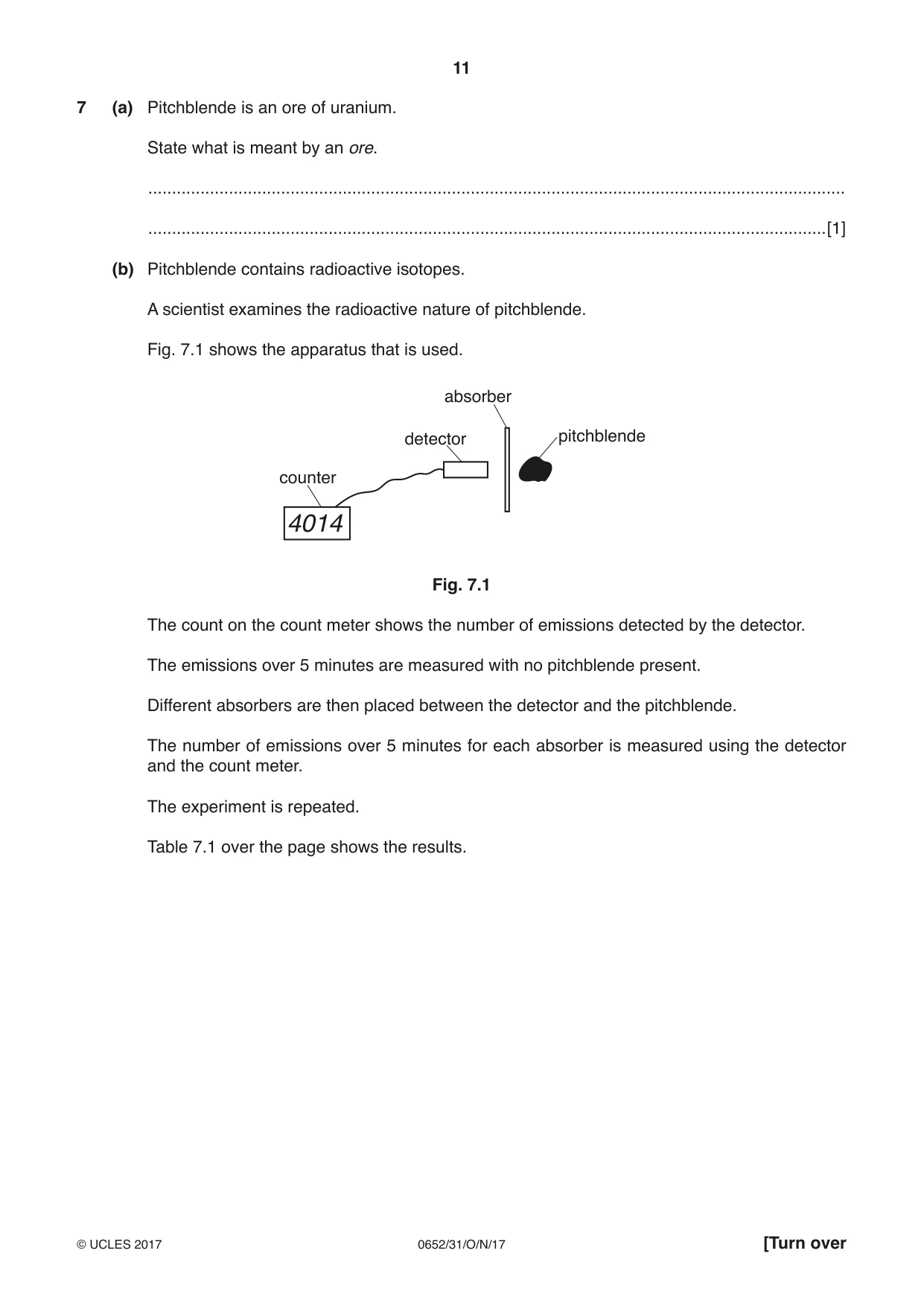 Cambridge IGCSE Physical Science 0652 2017 Oct/Nov Paper 3 · Variant 1 question paper, page 11 of 20