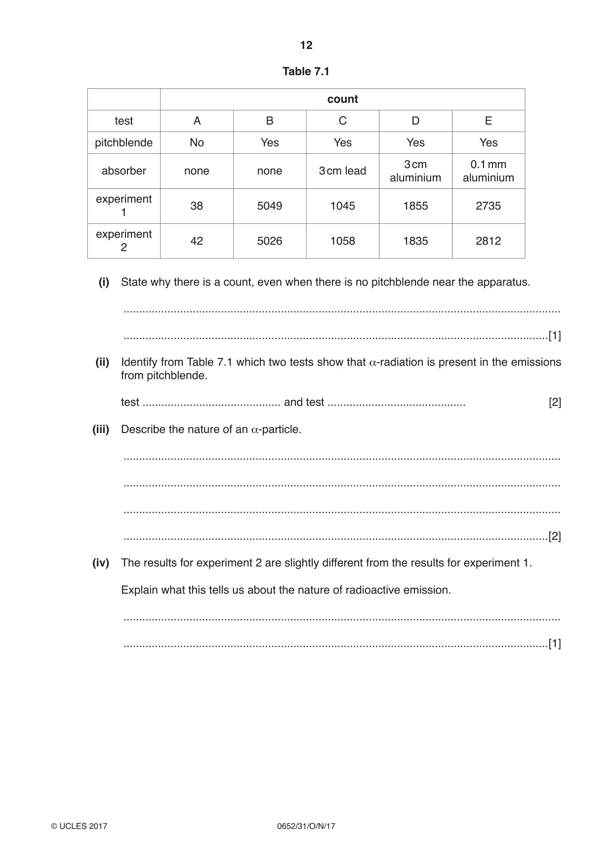 Cambridge IGCSE Physical Science 0652 2017 Oct/Nov Paper 3 · Variant 1 question paper, page 12 of 20