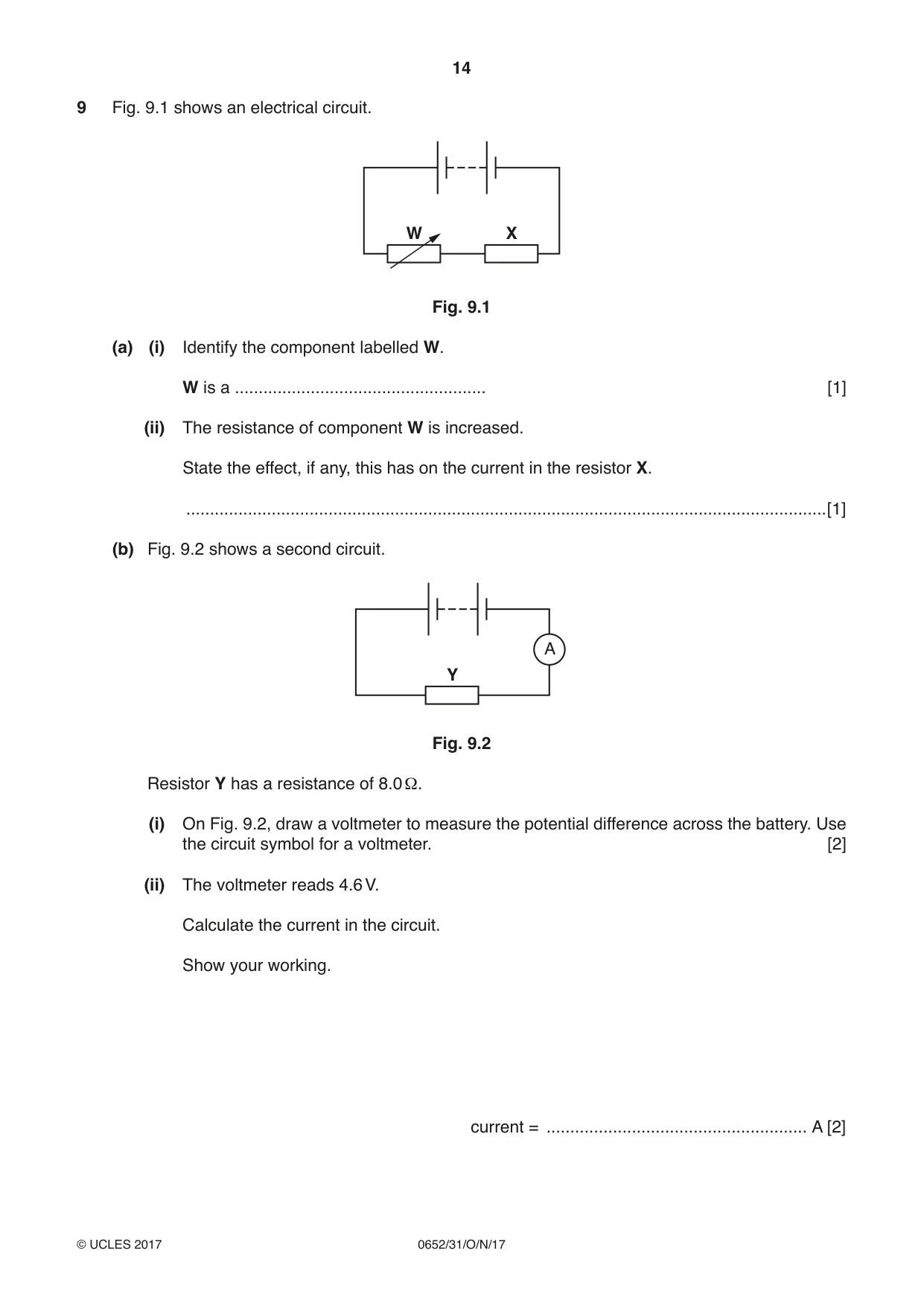 Cambridge IGCSE Physical Science 0652 2017 Oct/Nov Paper 3 · Variant 1 question paper, page 14 of 20