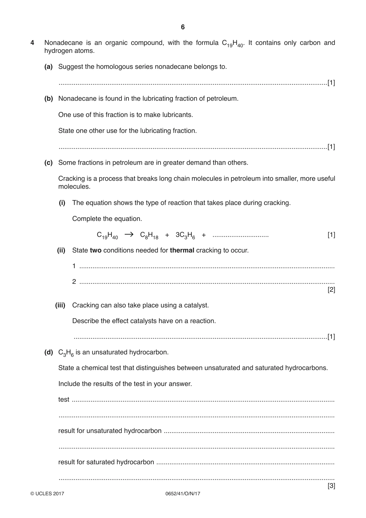 Cambridge IGCSE Physical Science 0652 2017 Oct/Nov Paper 4 · Variant 1 question paper, page 6 of 20