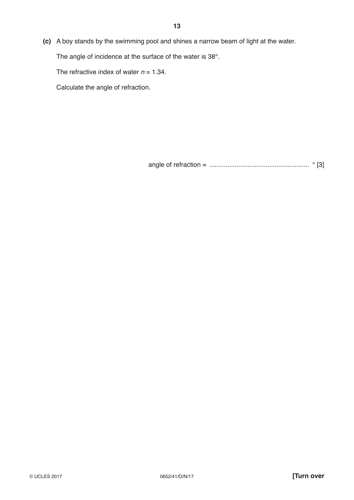 Cambridge IGCSE Physical Science 0652 2017 Oct/Nov Paper 4 · Variant 1 question paper, page 13 of 20