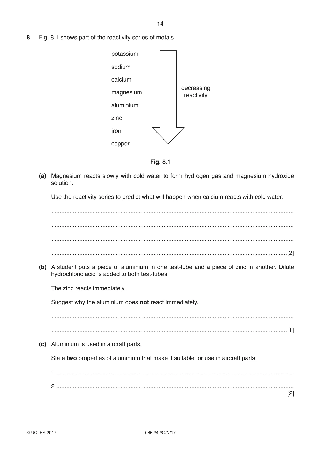 Cambridge IGCSE Physical Science 0652 2017 Oct/Nov Paper 4 · Variant 2 question paper, page 14 of 20