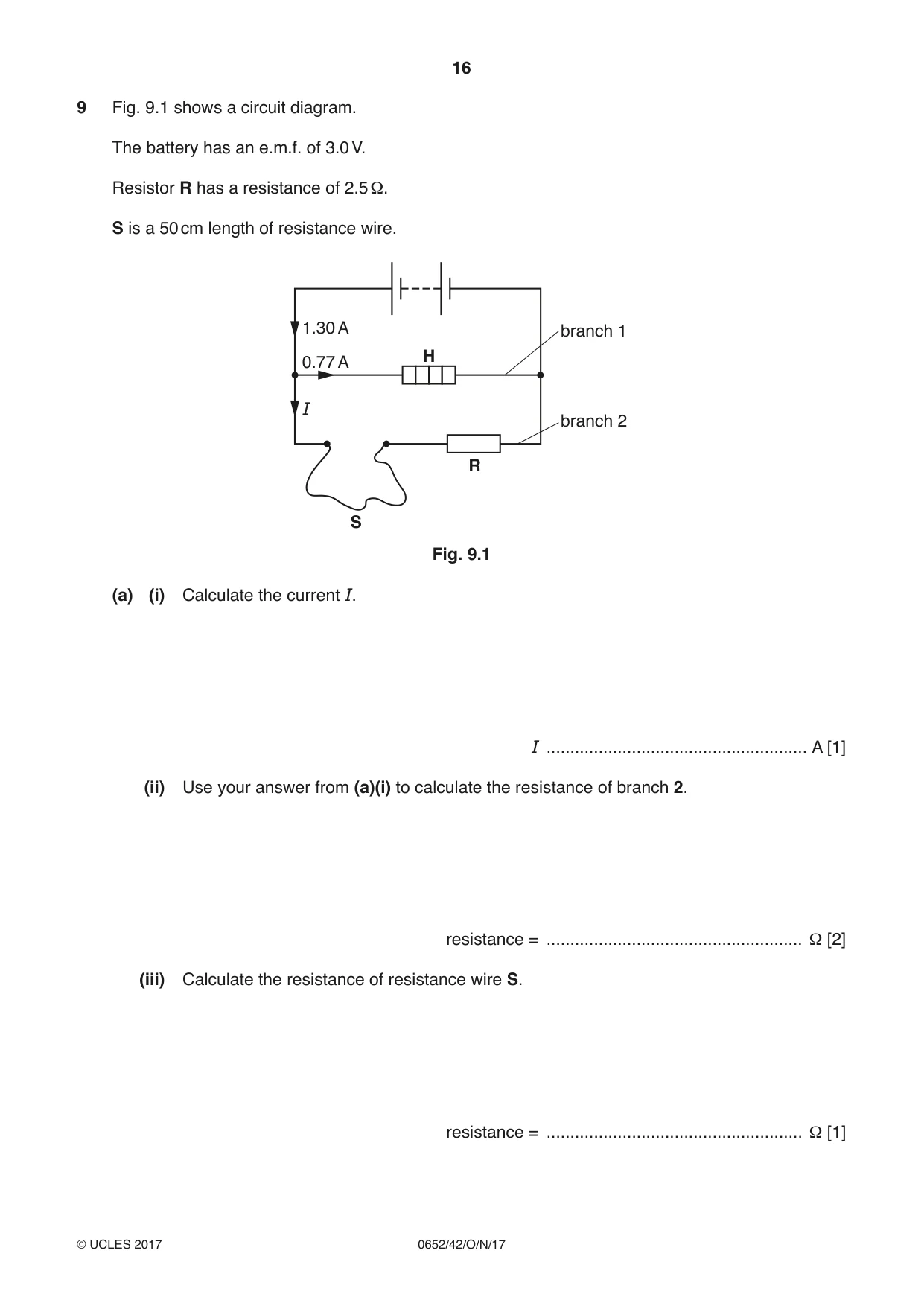 Cambridge IGCSE Physical Science 0652 2017 Oct/Nov Paper 4 · Variant 2 question paper, page 16 of 20