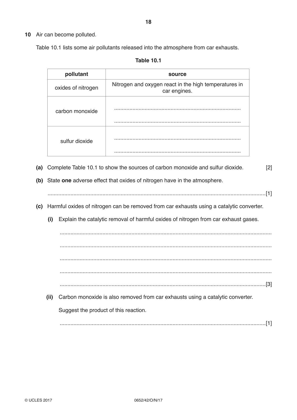 Cambridge IGCSE Physical Science 0652 2017 Oct/Nov Paper 4 · Variant 2 question paper, page 18 of 20