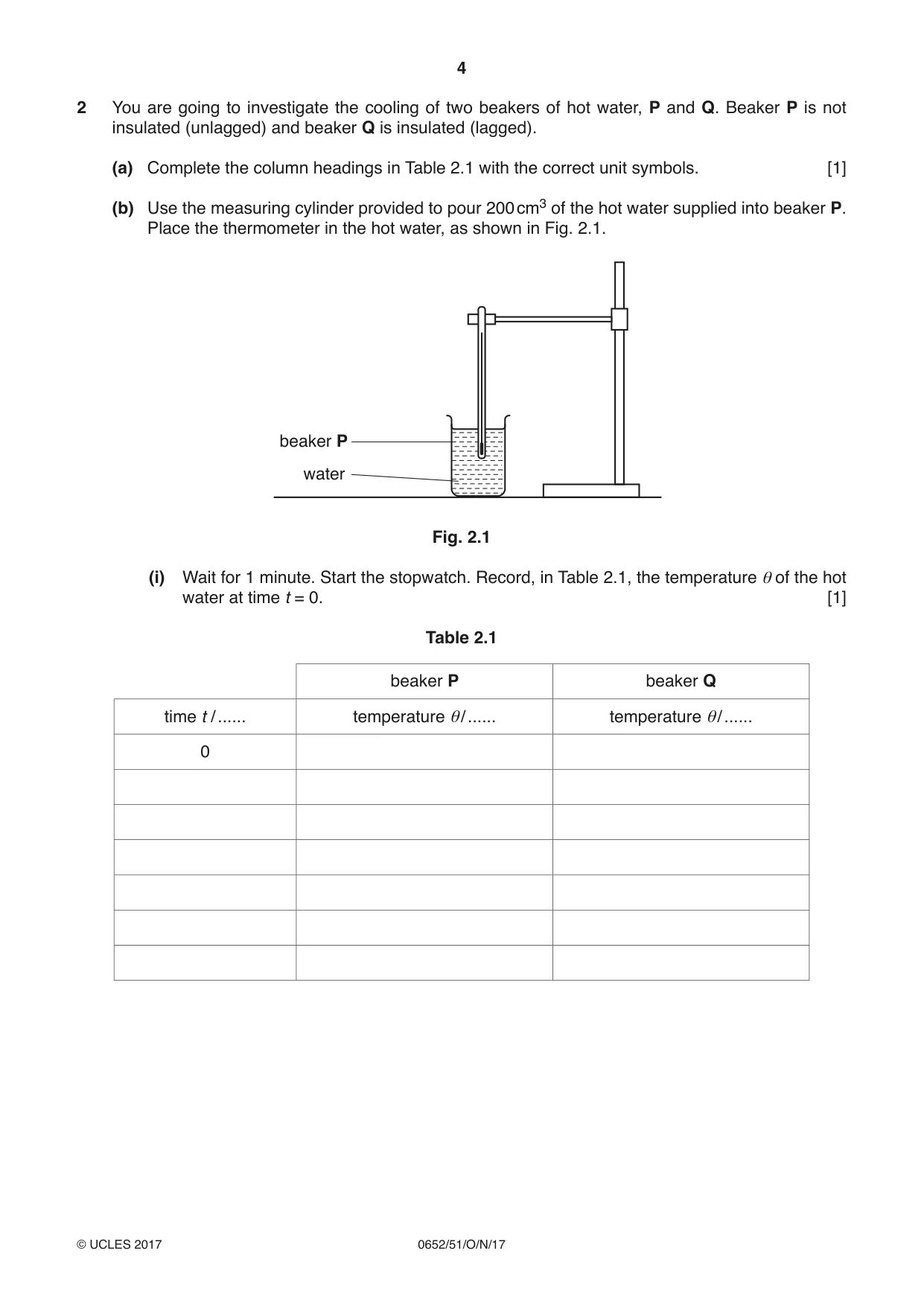 Cambridge IGCSE Physical Science 0652 2017 Oct/Nov Paper 5 · Variant 1 question paper, page 4 of 8