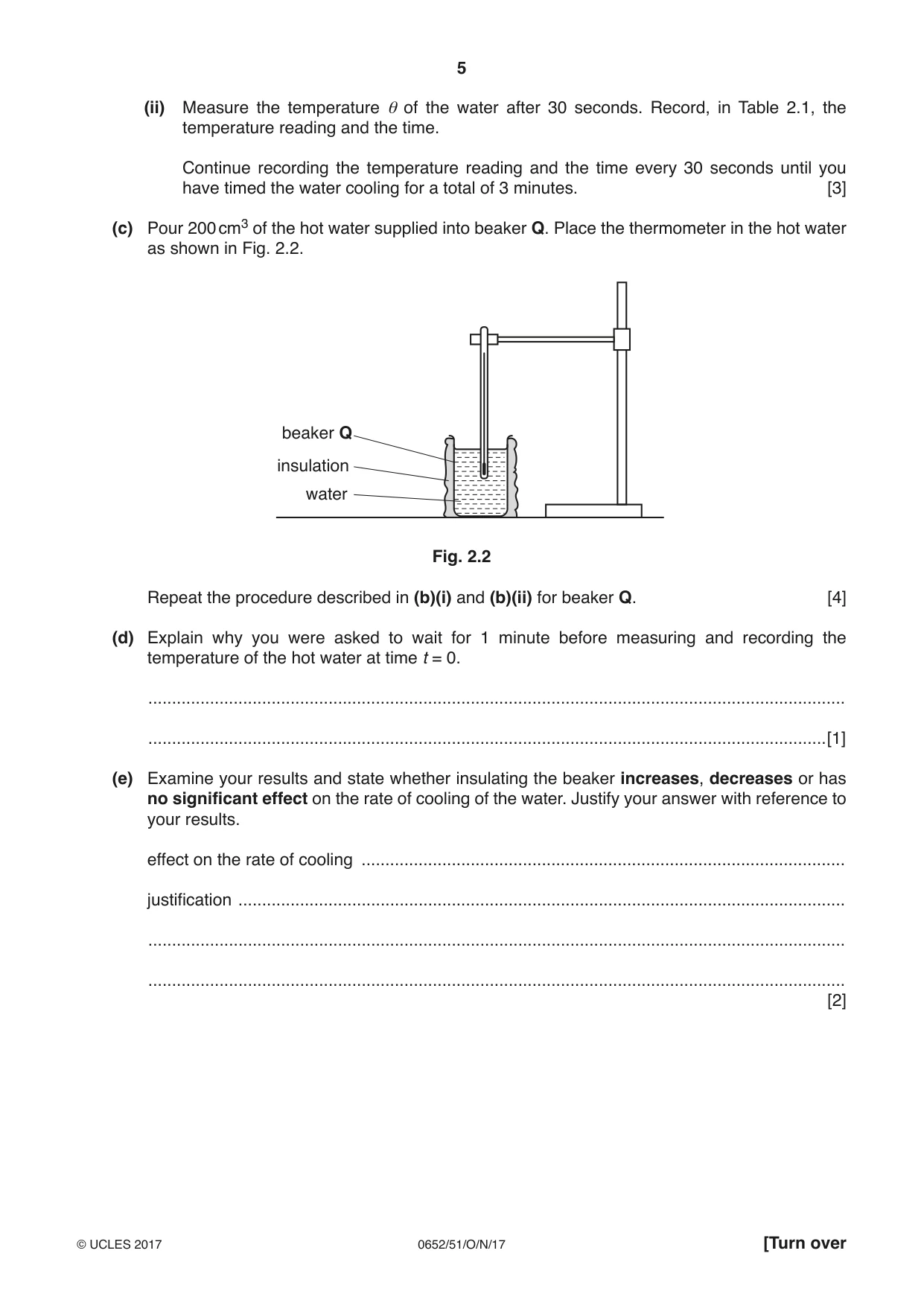 Cambridge IGCSE Physical Science 0652 2017 Oct/Nov Paper 5 · Variant 1 question paper, page 5 of 8