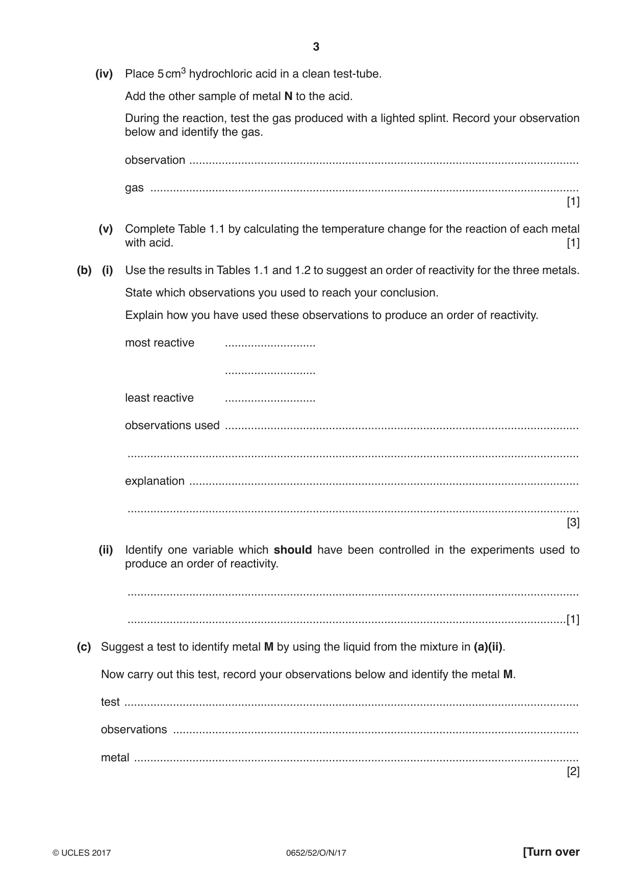 Cambridge IGCSE Physical Science 0652 2017 Oct/Nov Paper 5 · Variant 2 question paper, page 3 of 8