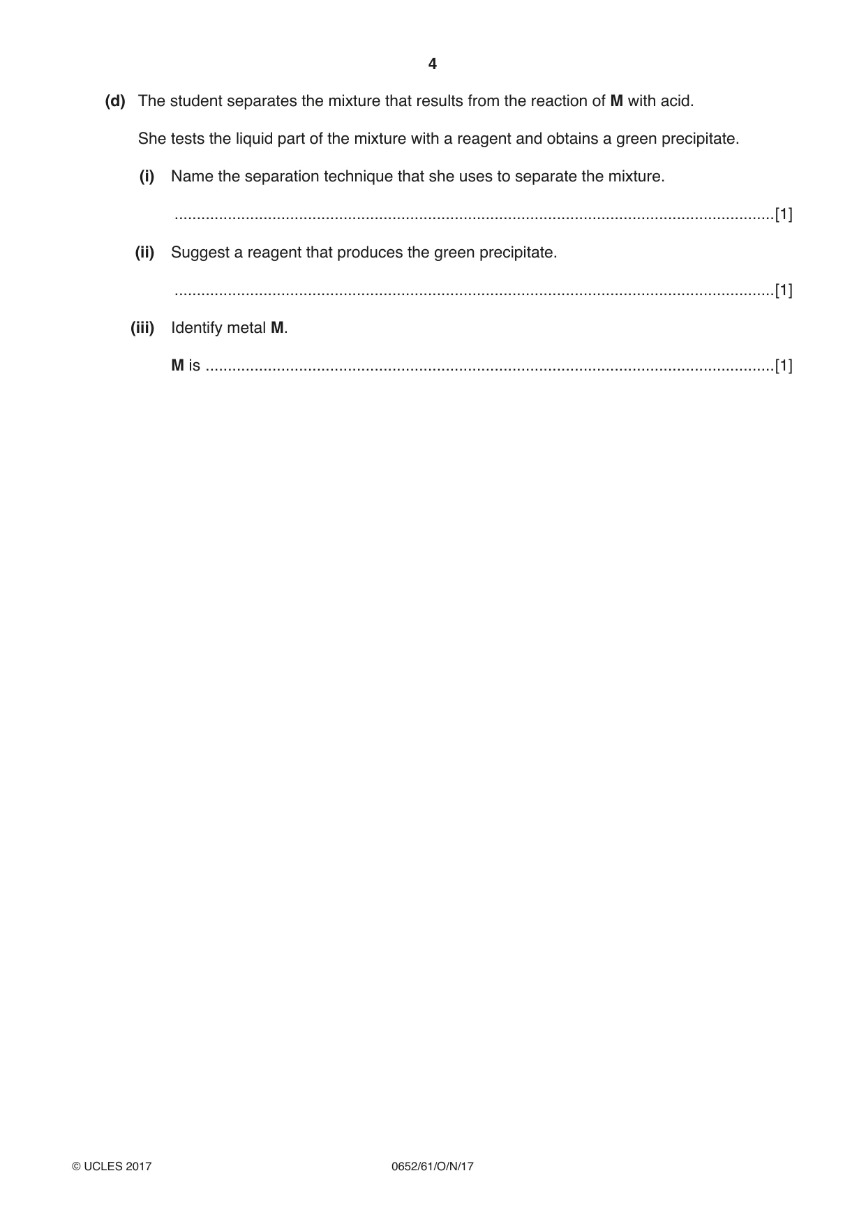 Cambridge IGCSE Physical Science 0652 2017 Oct/Nov Paper 6 · Variant 1 question paper, page 4 of 24