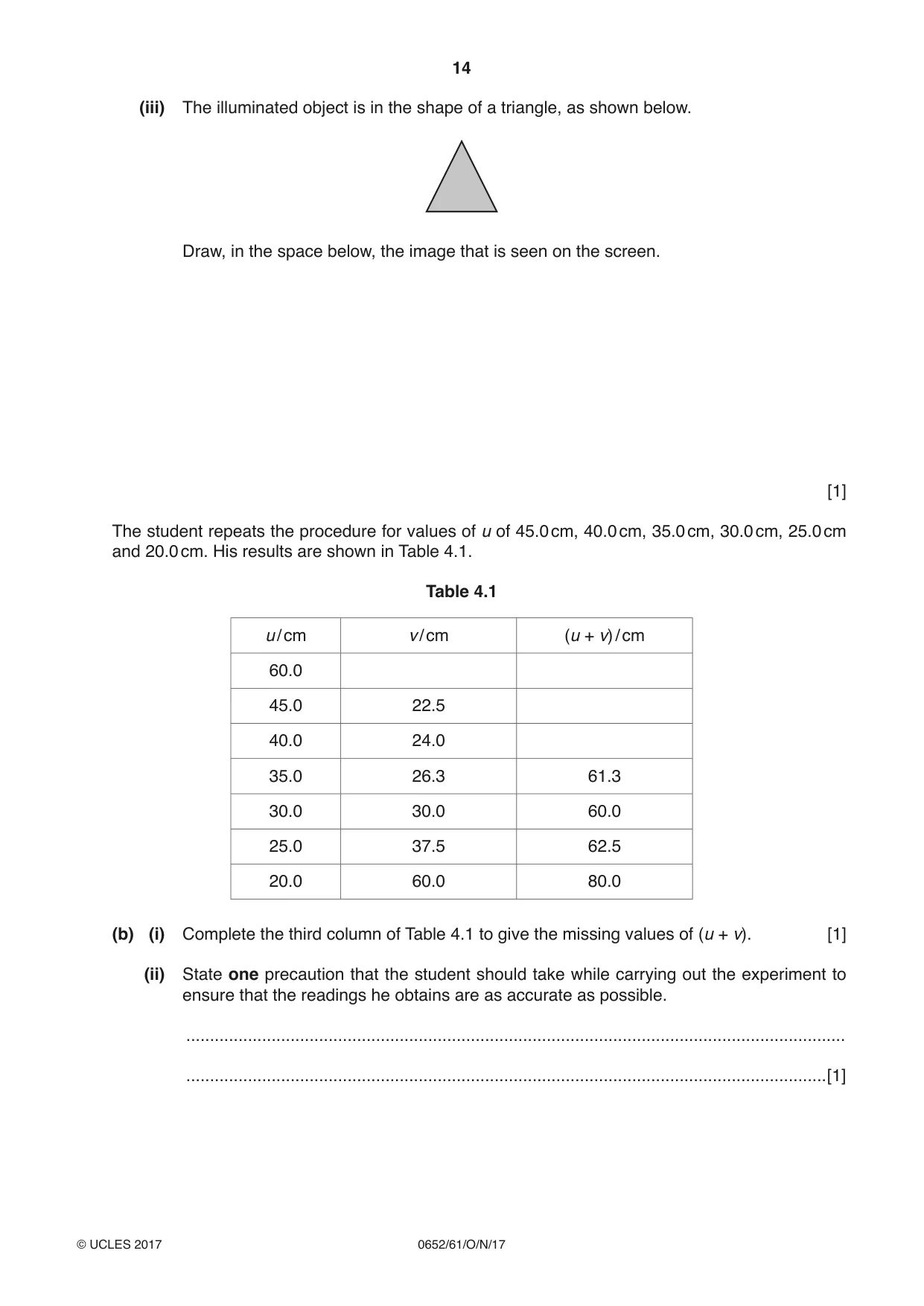 Cambridge IGCSE Physical Science 0652 2017 Oct/Nov Paper 6 · Variant 1 question paper, page 14 of 24