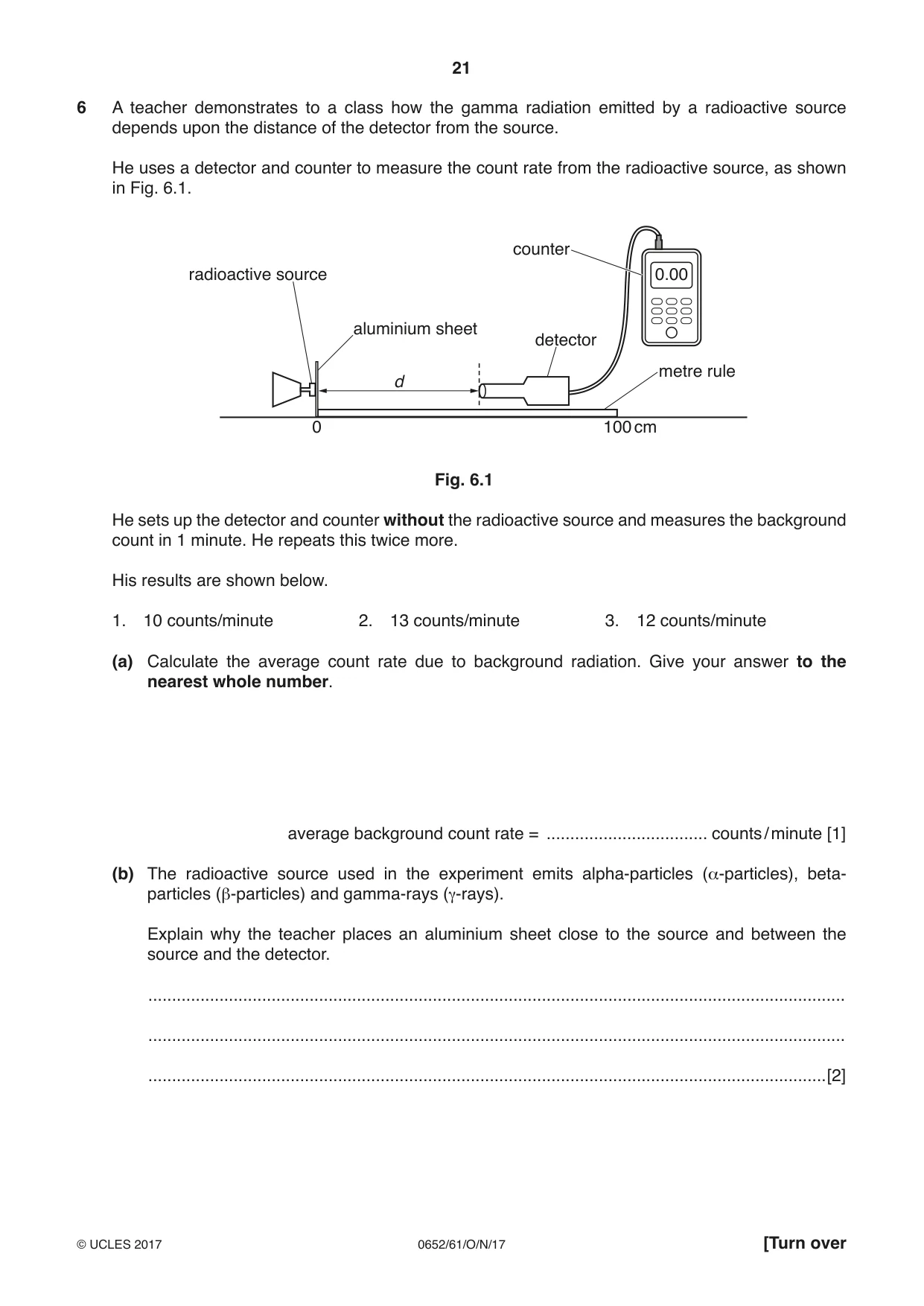 Cambridge IGCSE Physical Science 0652 2017 Oct/Nov Paper 6 · Variant 1 question paper, page 21 of 24