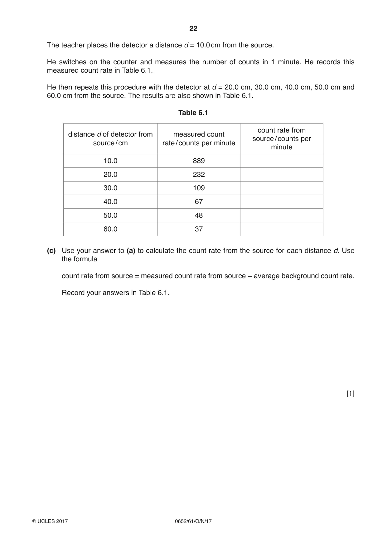 Cambridge IGCSE Physical Science 0652 2017 Oct/Nov Paper 6 · Variant 1 question paper, page 22 of 24