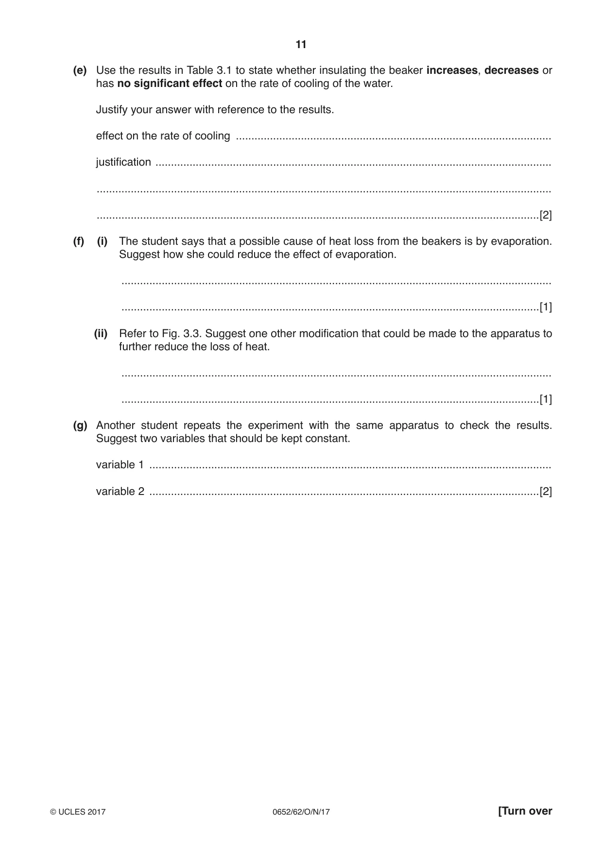 Cambridge IGCSE Physical Science 0652 2017 Oct/Nov Paper 6 · Variant 2 question paper, page 11 of 24