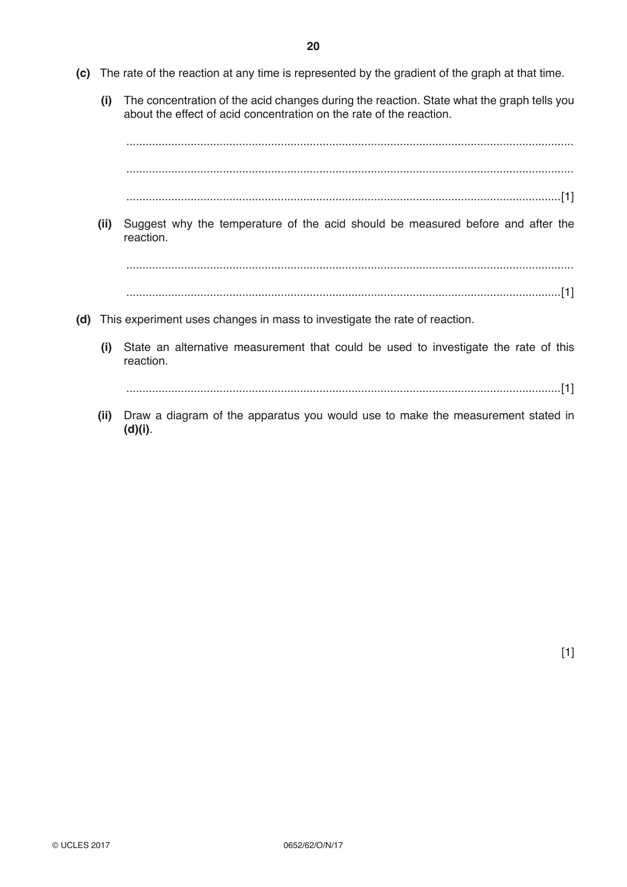 Cambridge IGCSE Physical Science 0652 2017 Oct/Nov Paper 6 · Variant 2 question paper, page 20 of 24